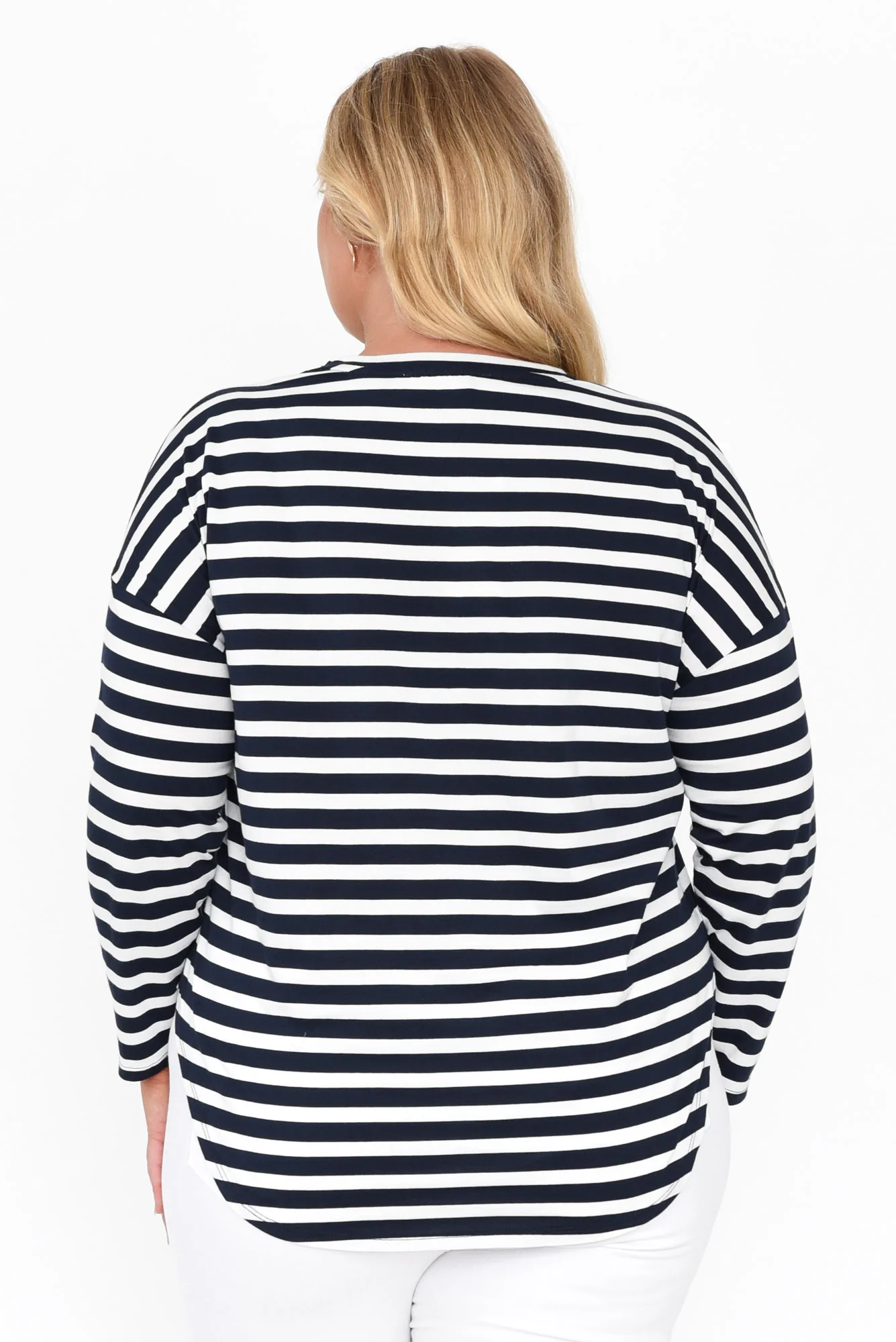 Jessie Blue Stripe Cotton Hi Lo Top