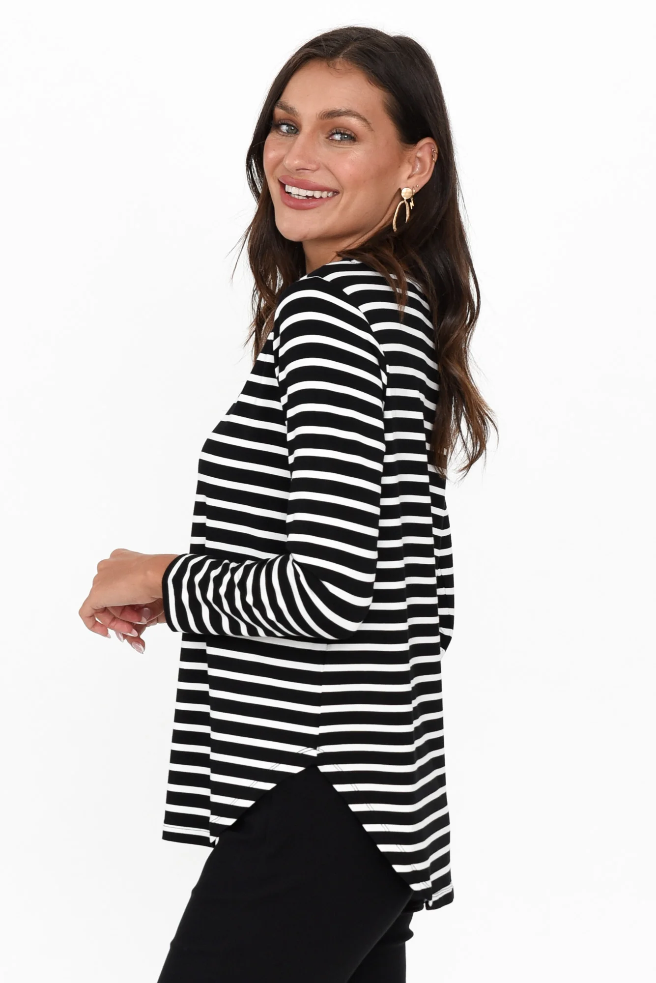 Adele Black Stripe Long Sleeve Bamboo Tee