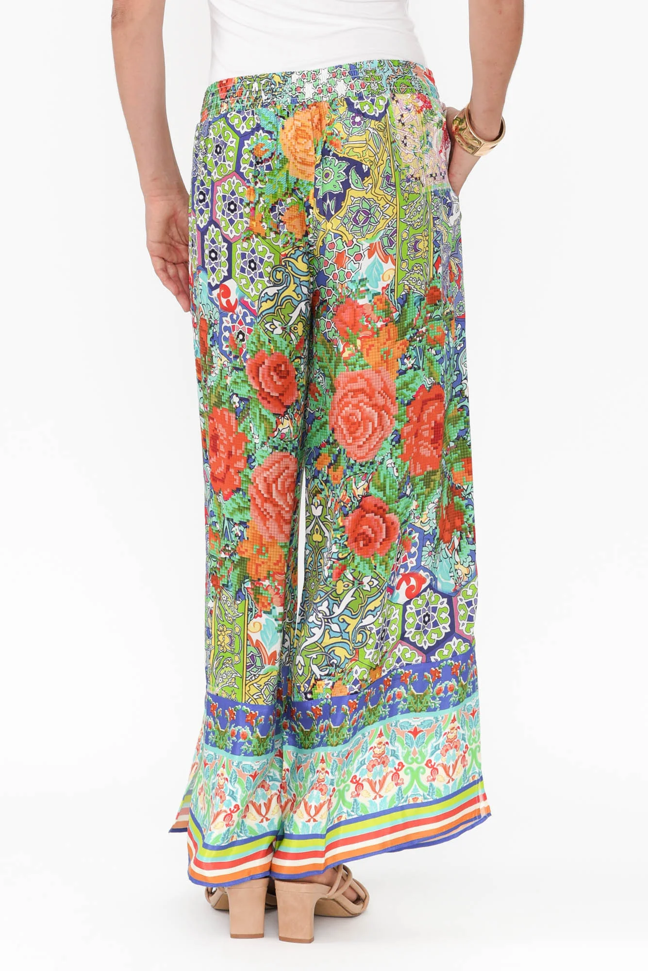 Tulki Green Mosaic Wide Leg Pants