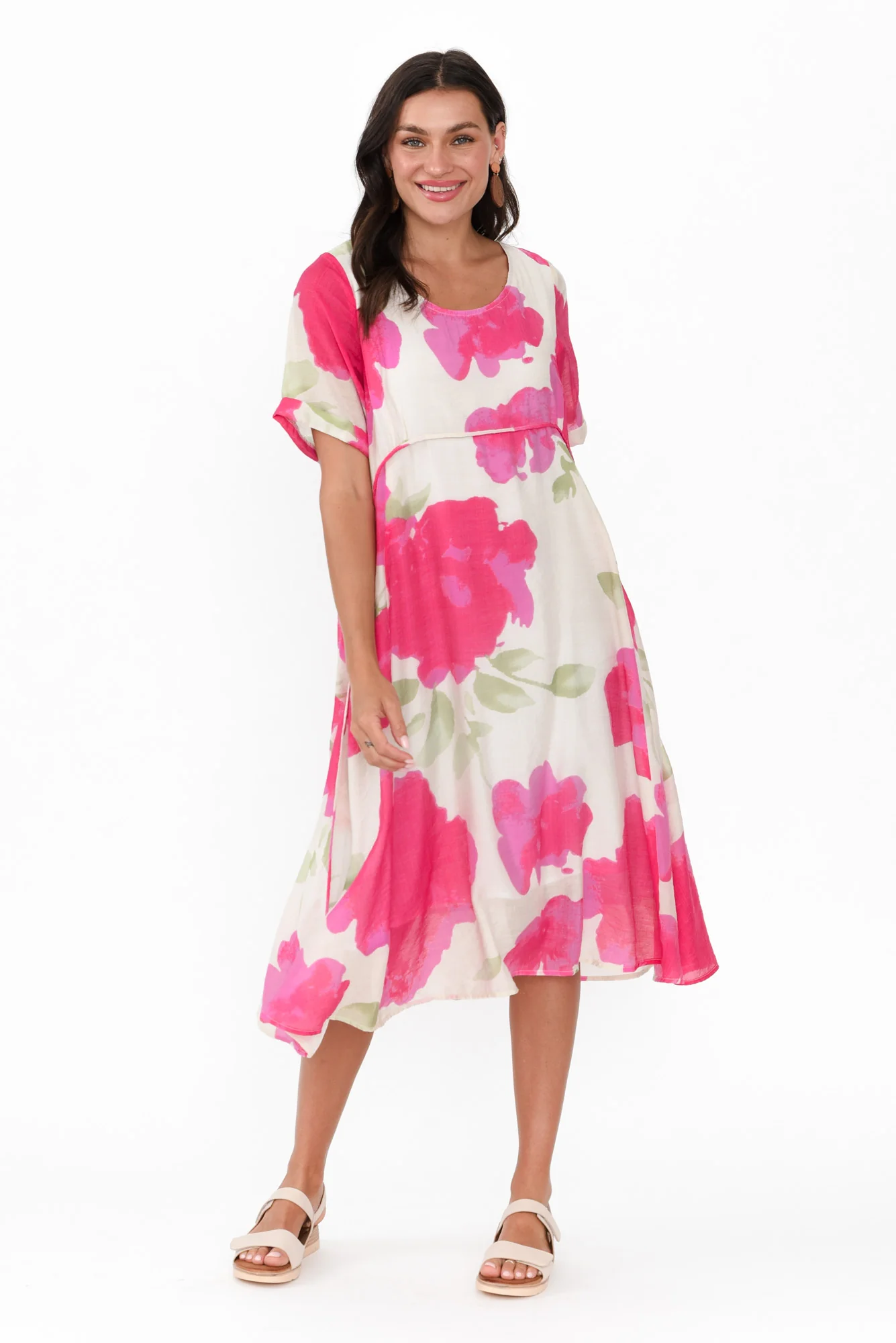 Sora Pink Floral Crescent Dress