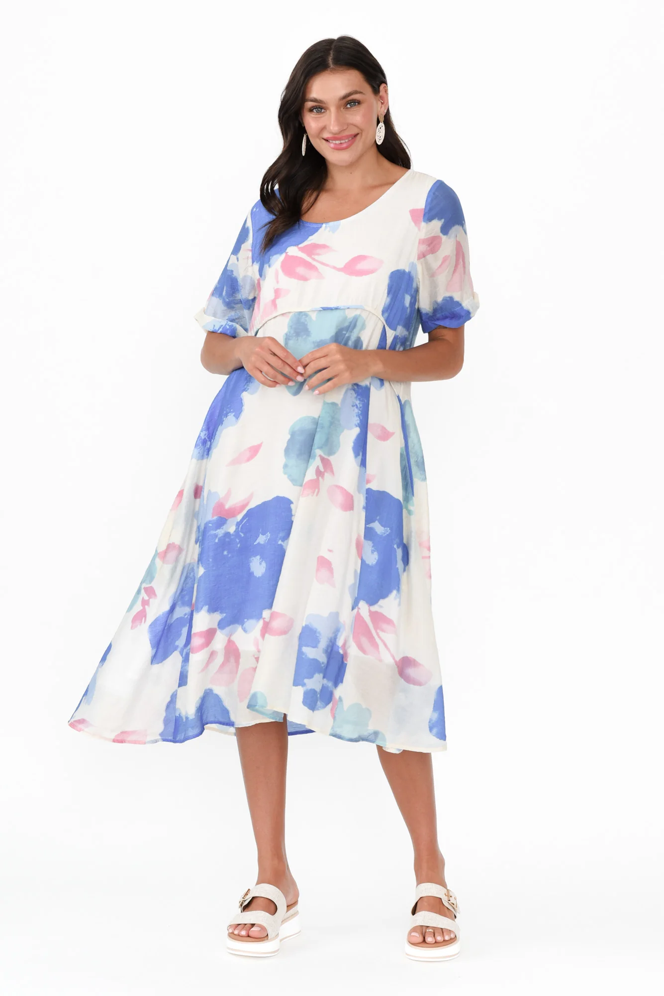 Sora Blue Floral Crescent Dress