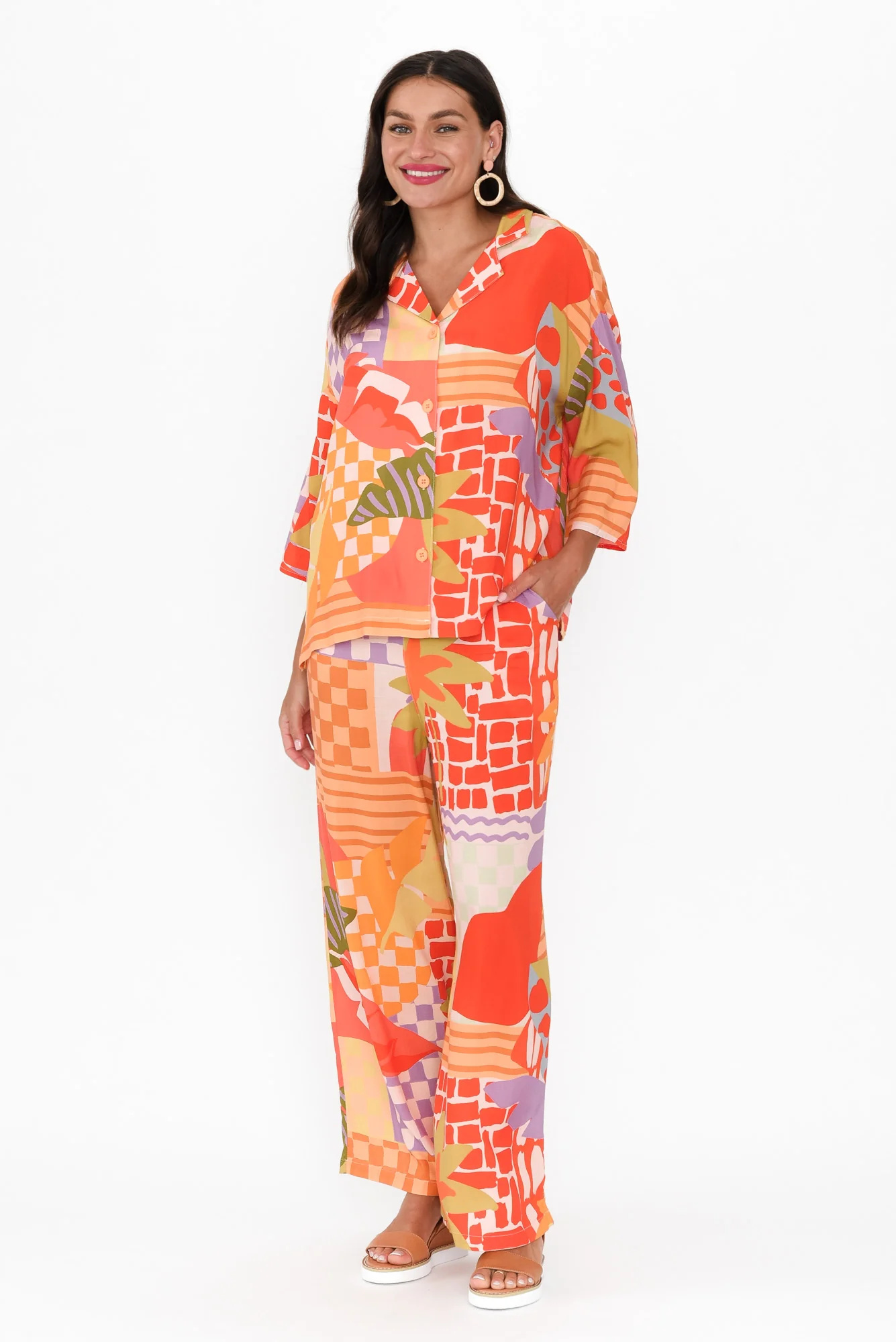 Cath Red Geo Pocket Pants