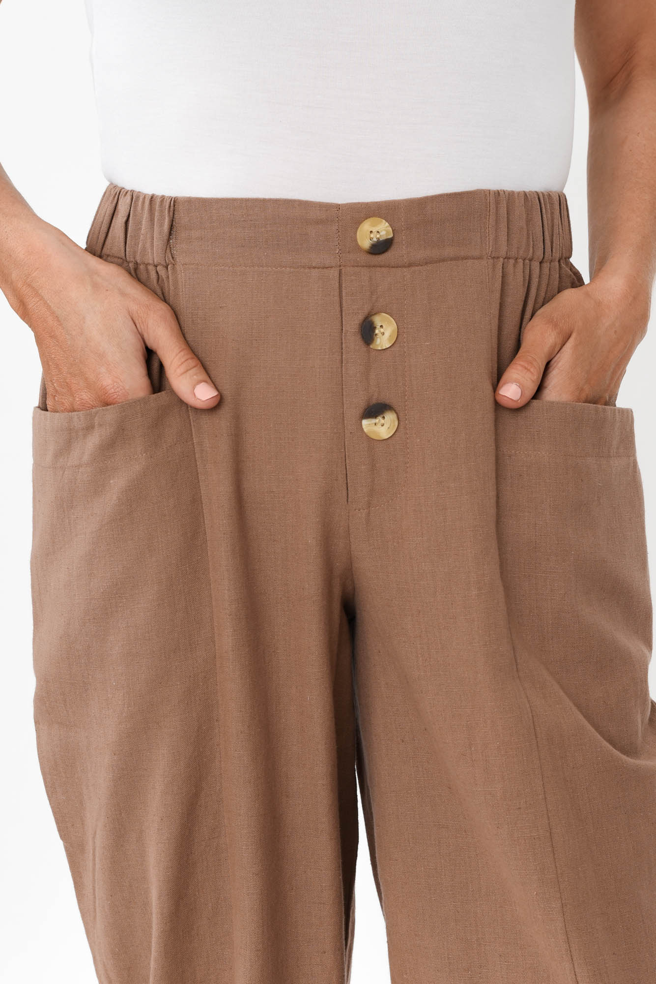 Akemi Mocha Cotton Blend Pocket Pants