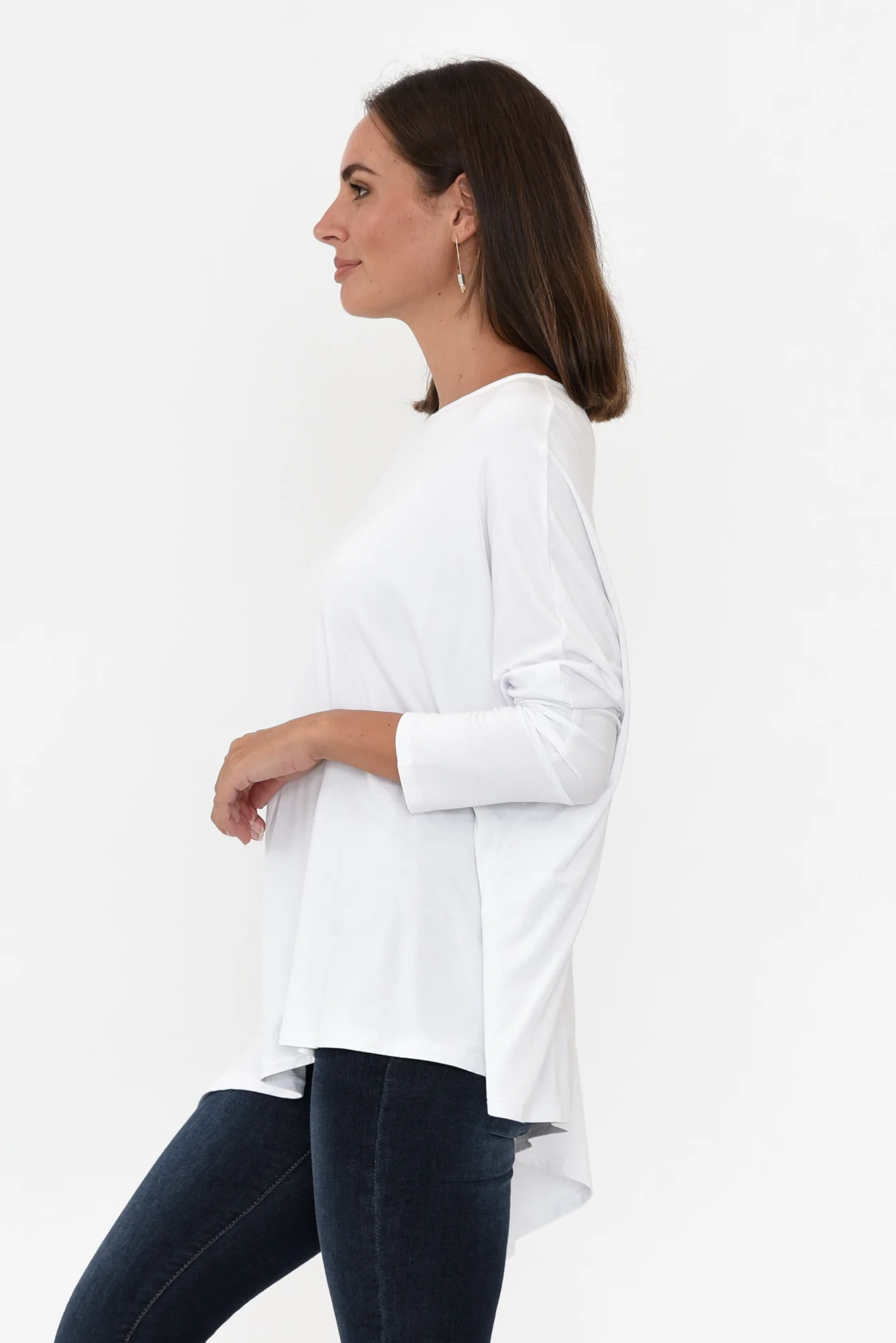 Susie White Asymmetrical Bamboo Top