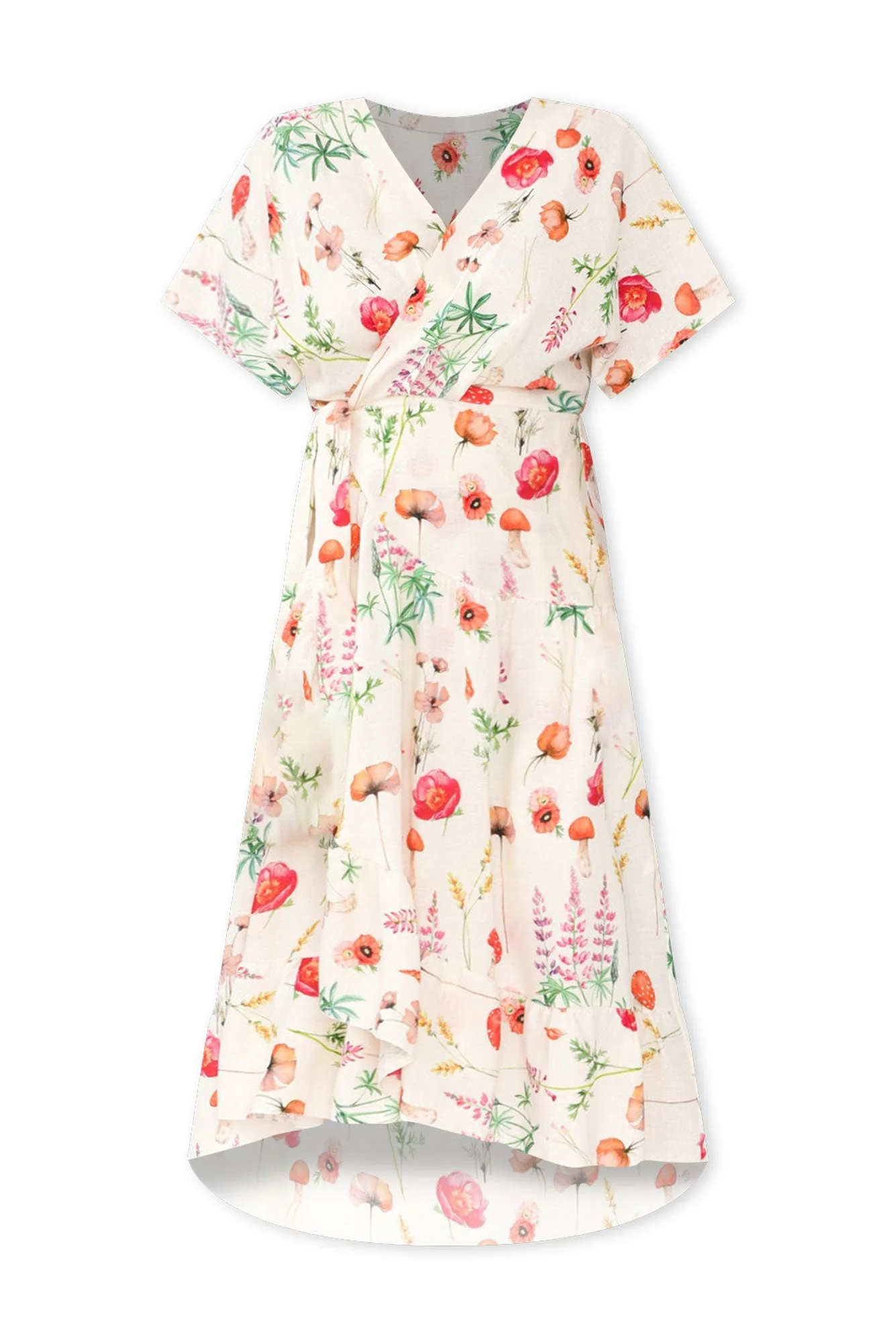Luanne White Floral Linen Blend Dress