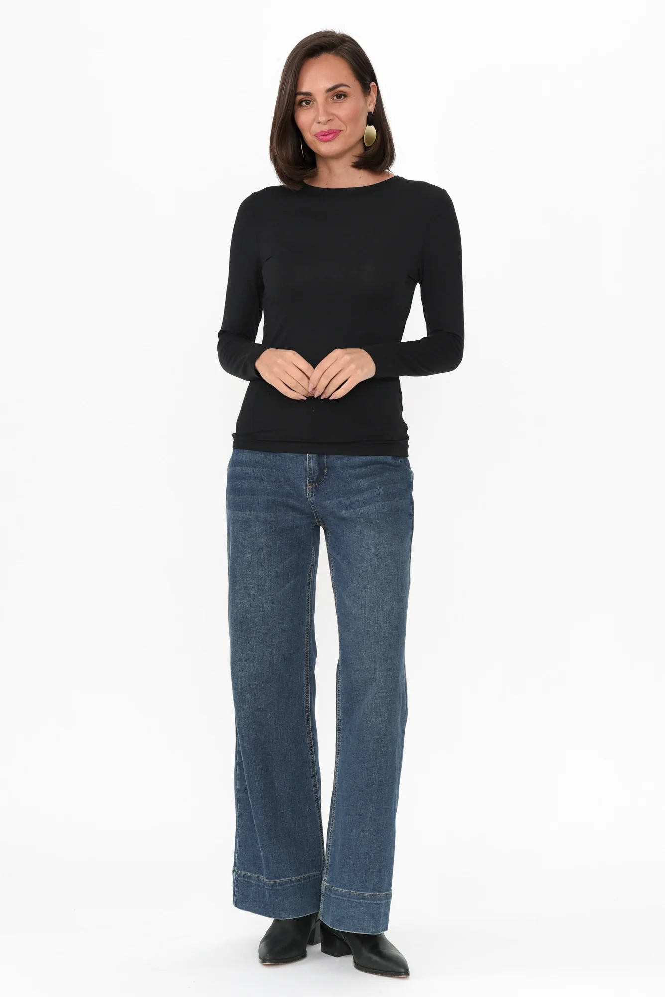 Black Micro Modal Long Sleeve Top