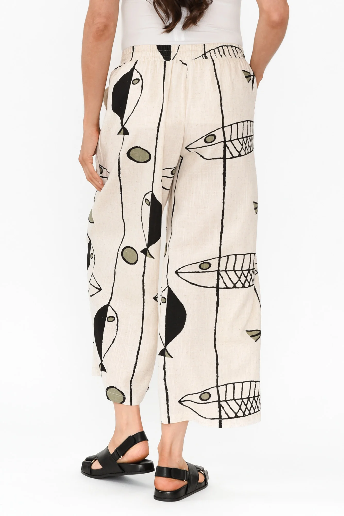 Minnelli Beige Sea Linen Cotton Pants