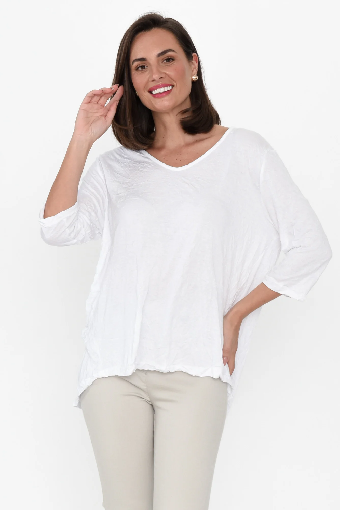 Julita White Crinkle Cotton Top