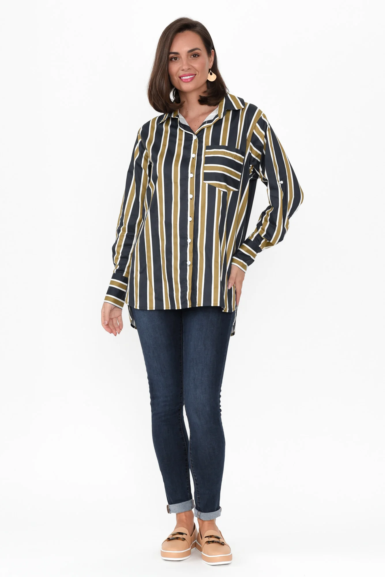 Kerry Navy Stripe Cotton Shirt