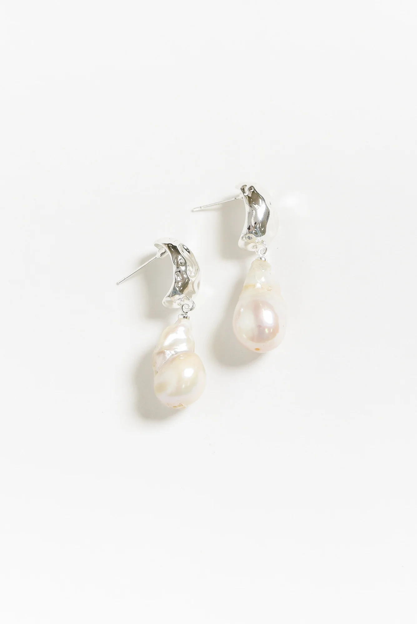 Gable Silver Pearl Pendant Earrings
