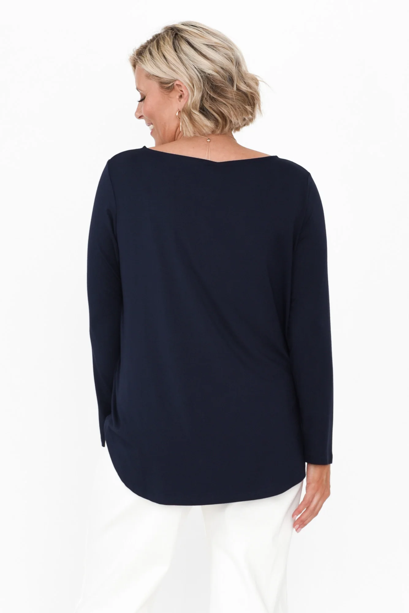 Adele Navy Long Sleeve Bamboo Tee