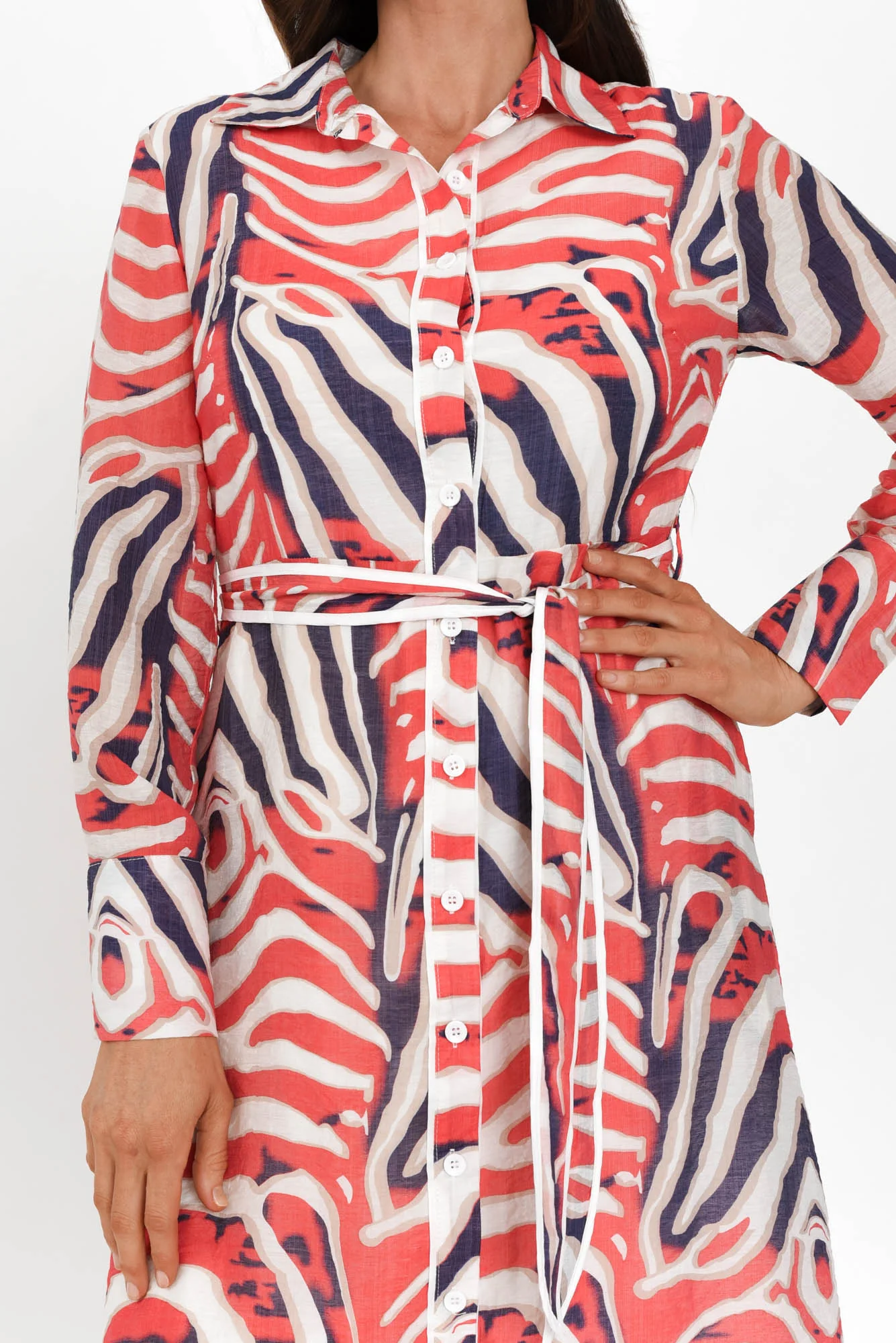 Ganya Orange Animal Cotton Blend Dress