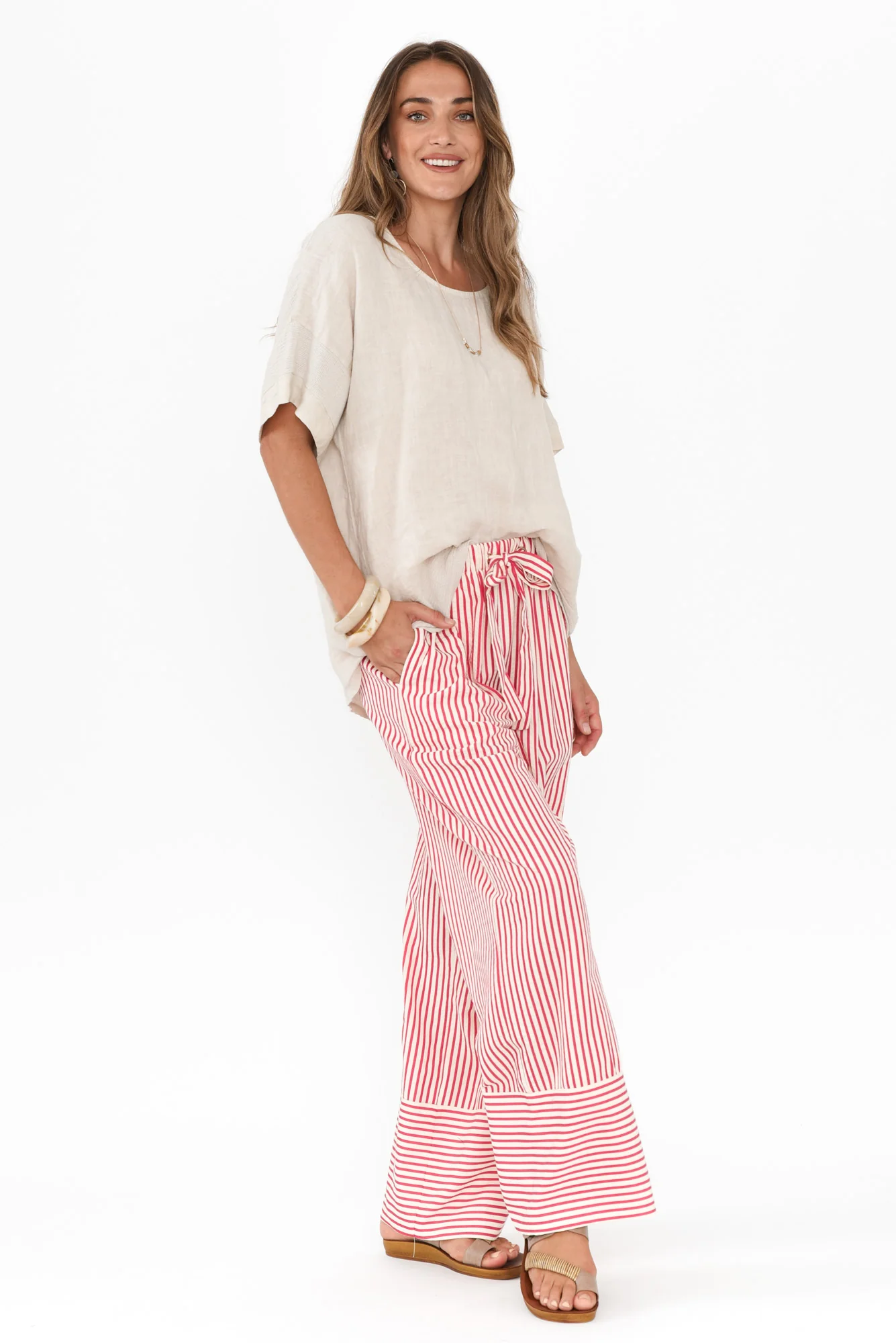 Portia Red Stripe Drawstring Pants
