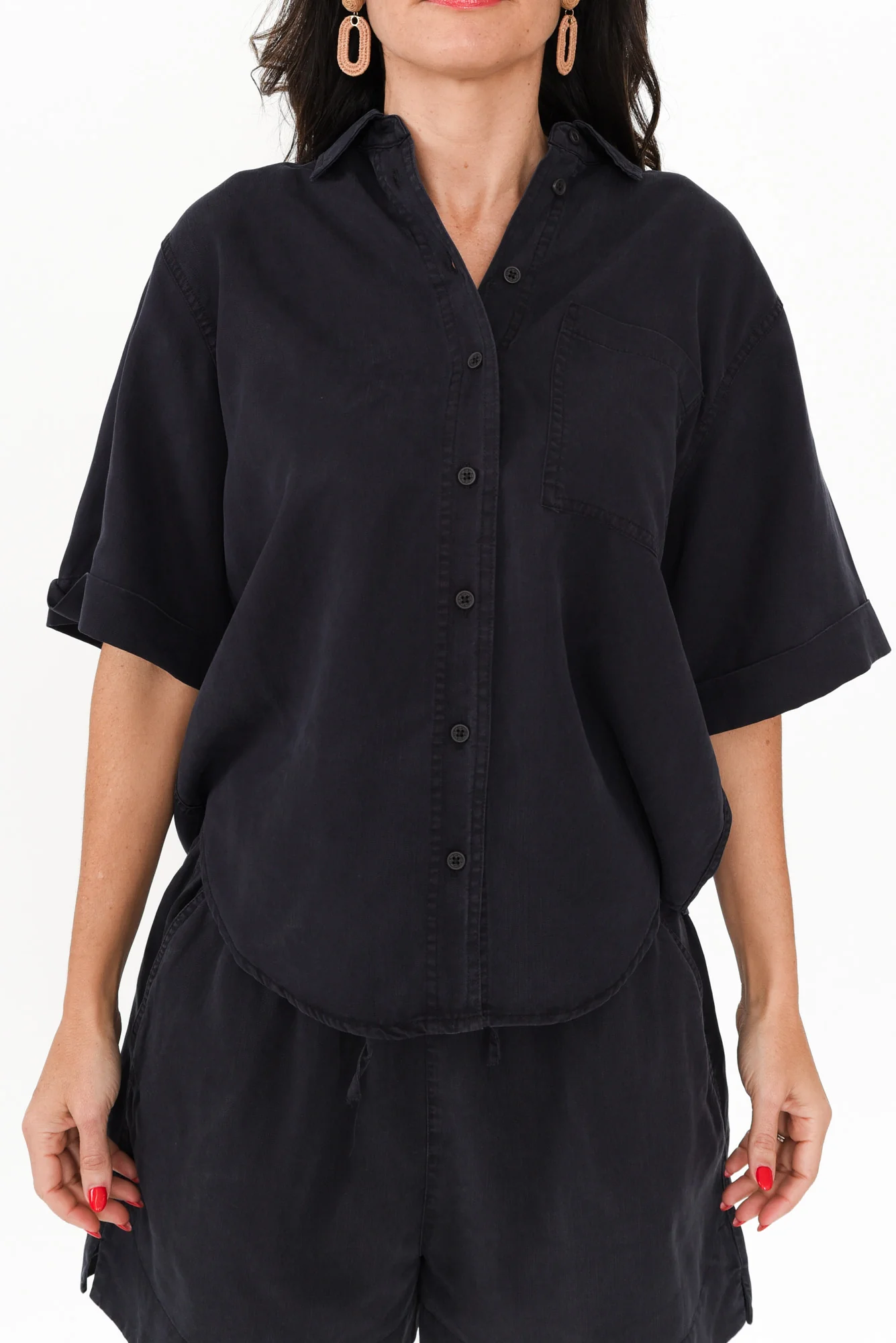 Blitz Washed Navy Lyocell Shirt