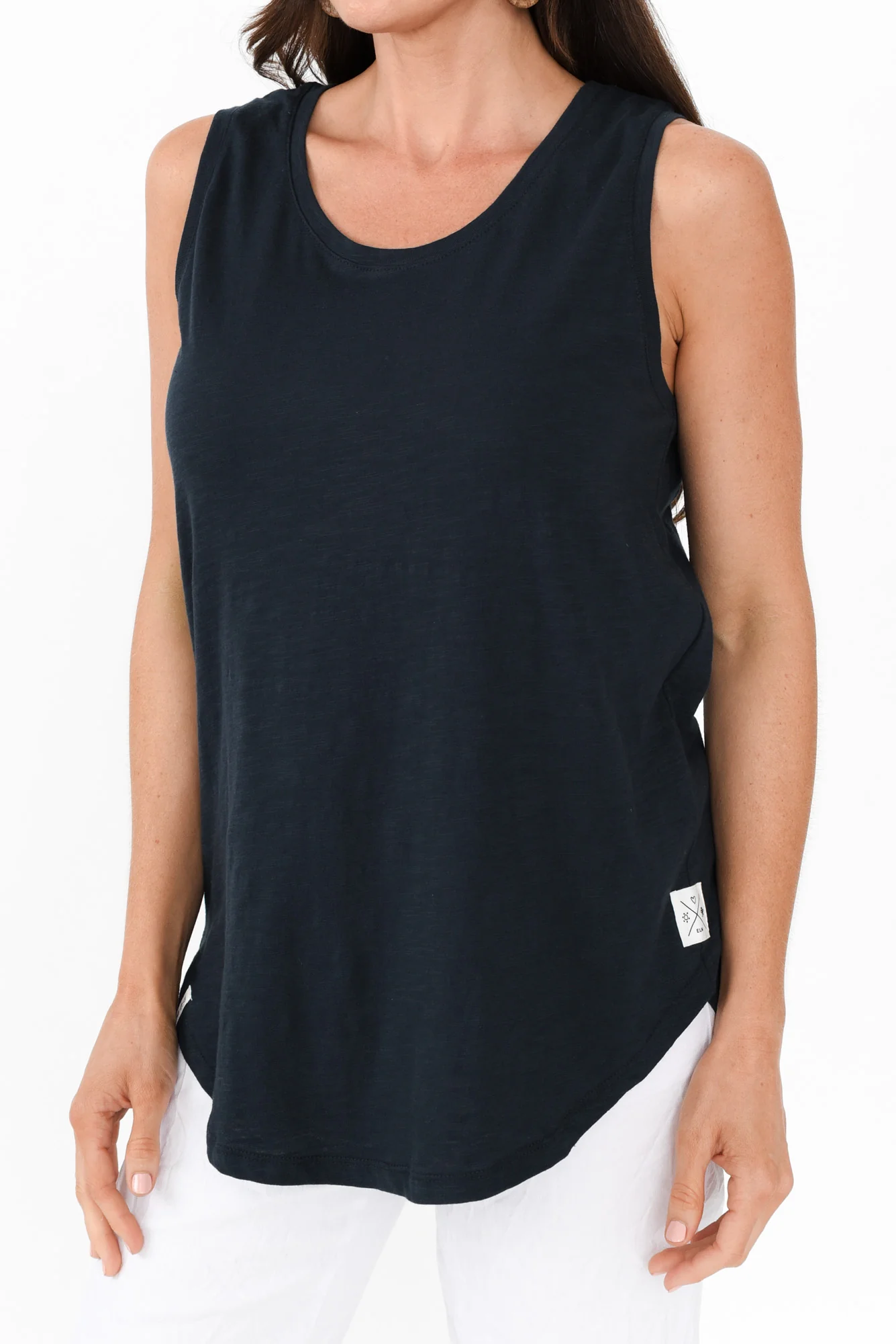 Navy Cotton Scoop Tank