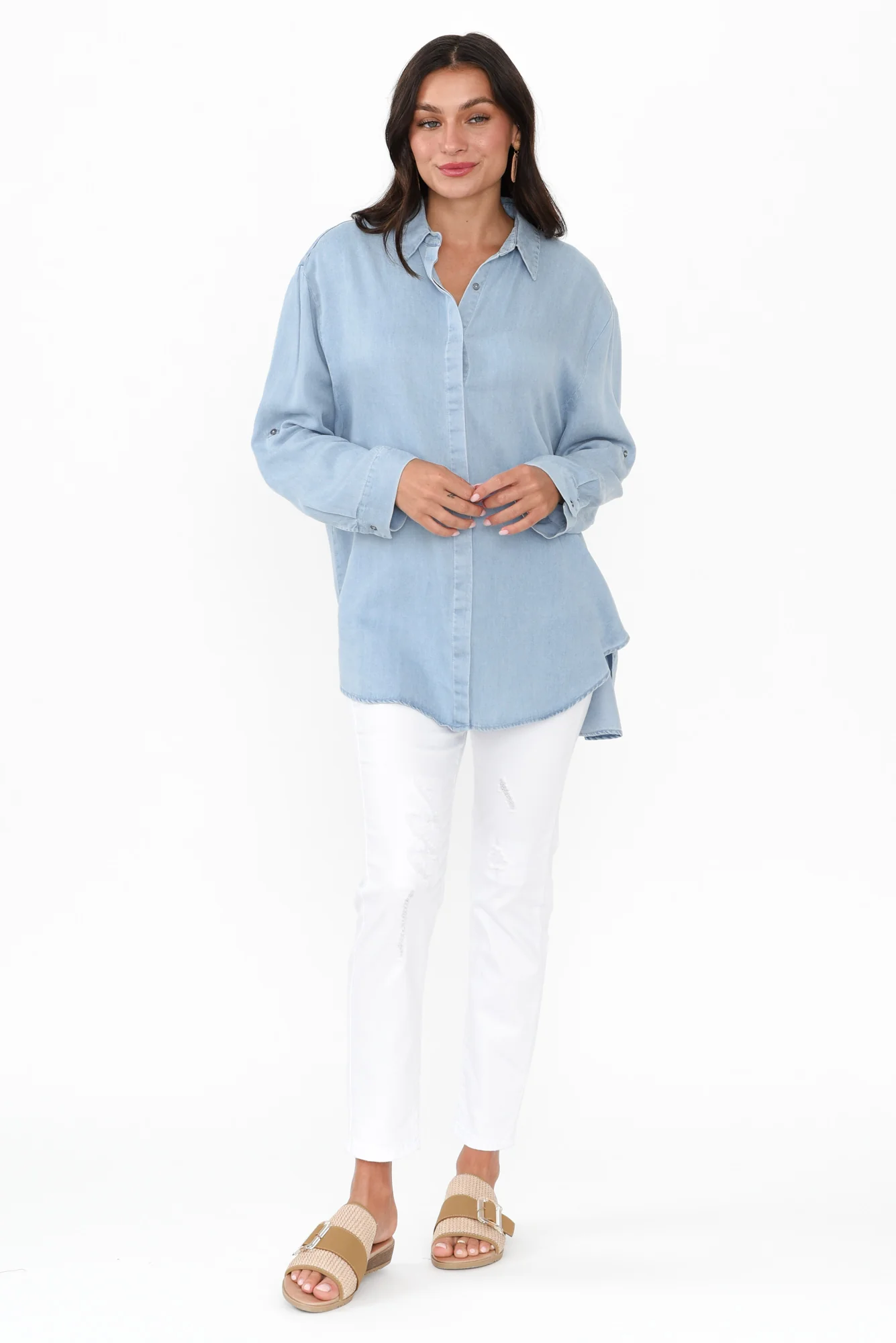 Jenaya Blue Chambray Collared Shirt
