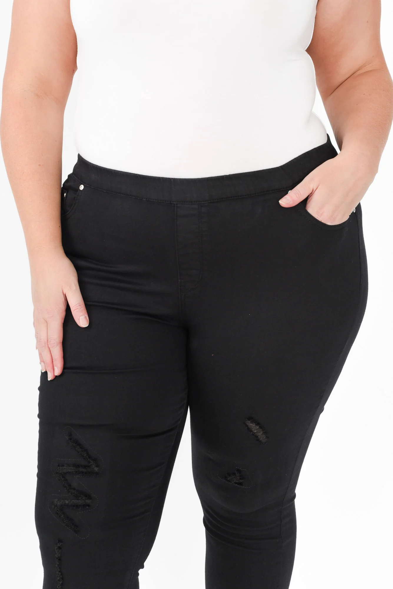 Zadie Distressed Black Stretch Jeans