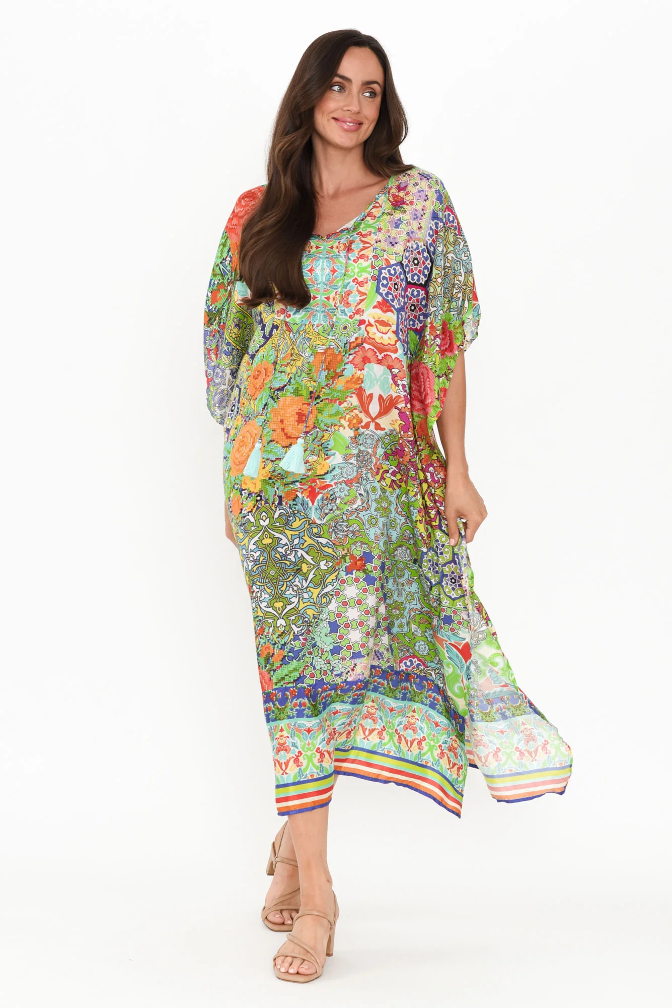 Melita Green Mosaic Kaftan