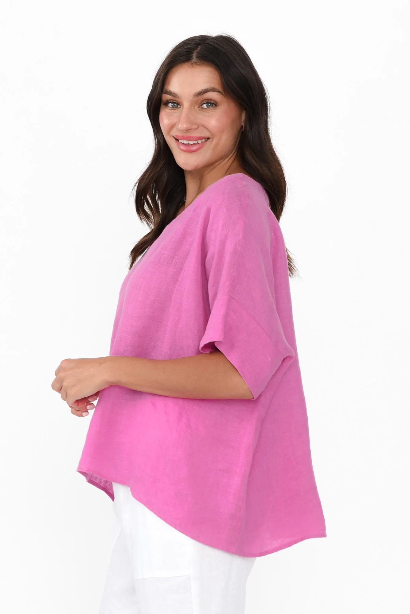 Kiro Pink Linen Top