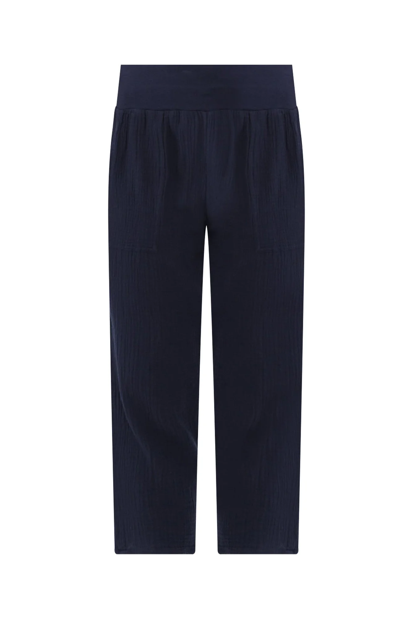 Athos Navy Cotton Cheesecloth 7/8 Pants