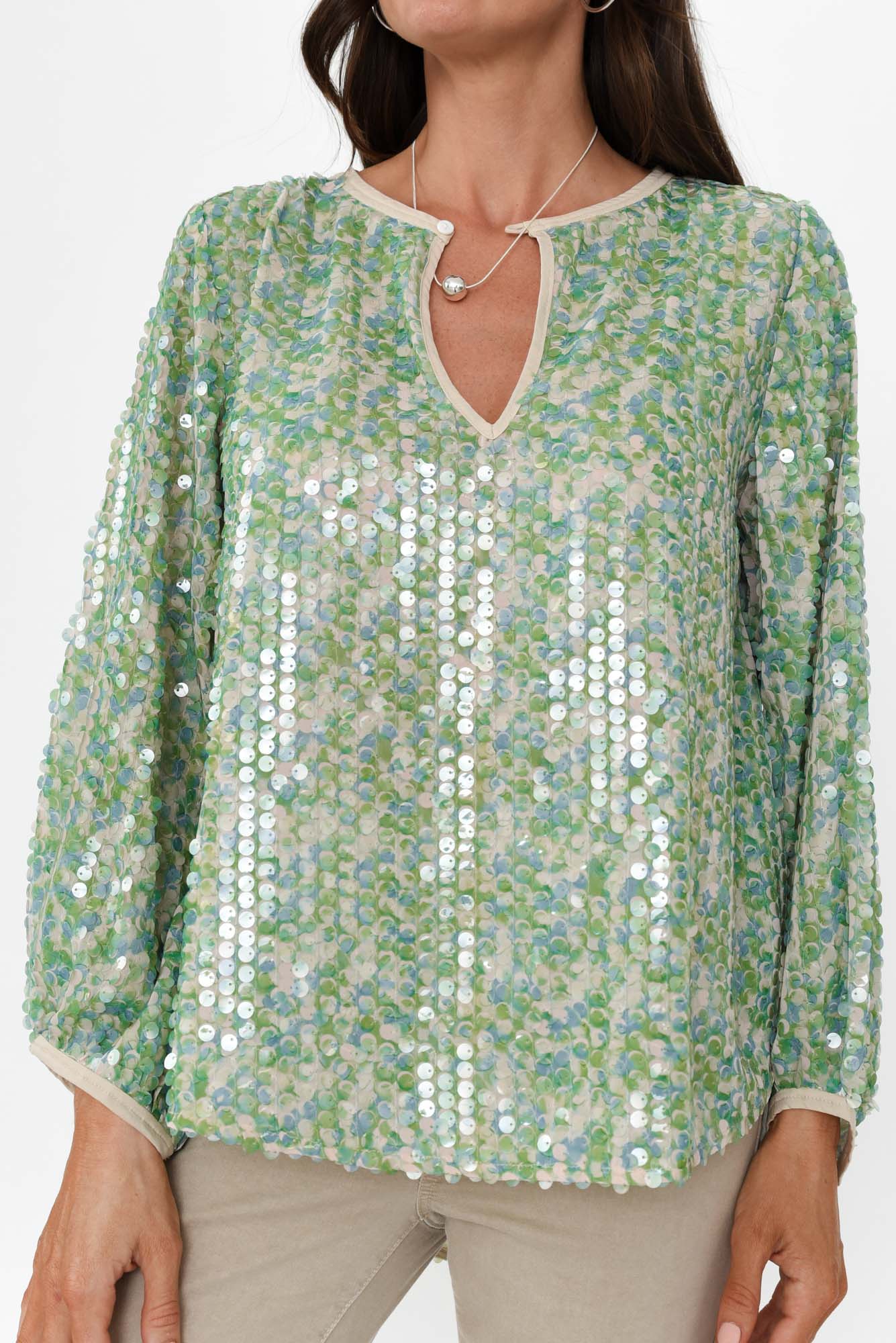 Sebina Green Sequin Top