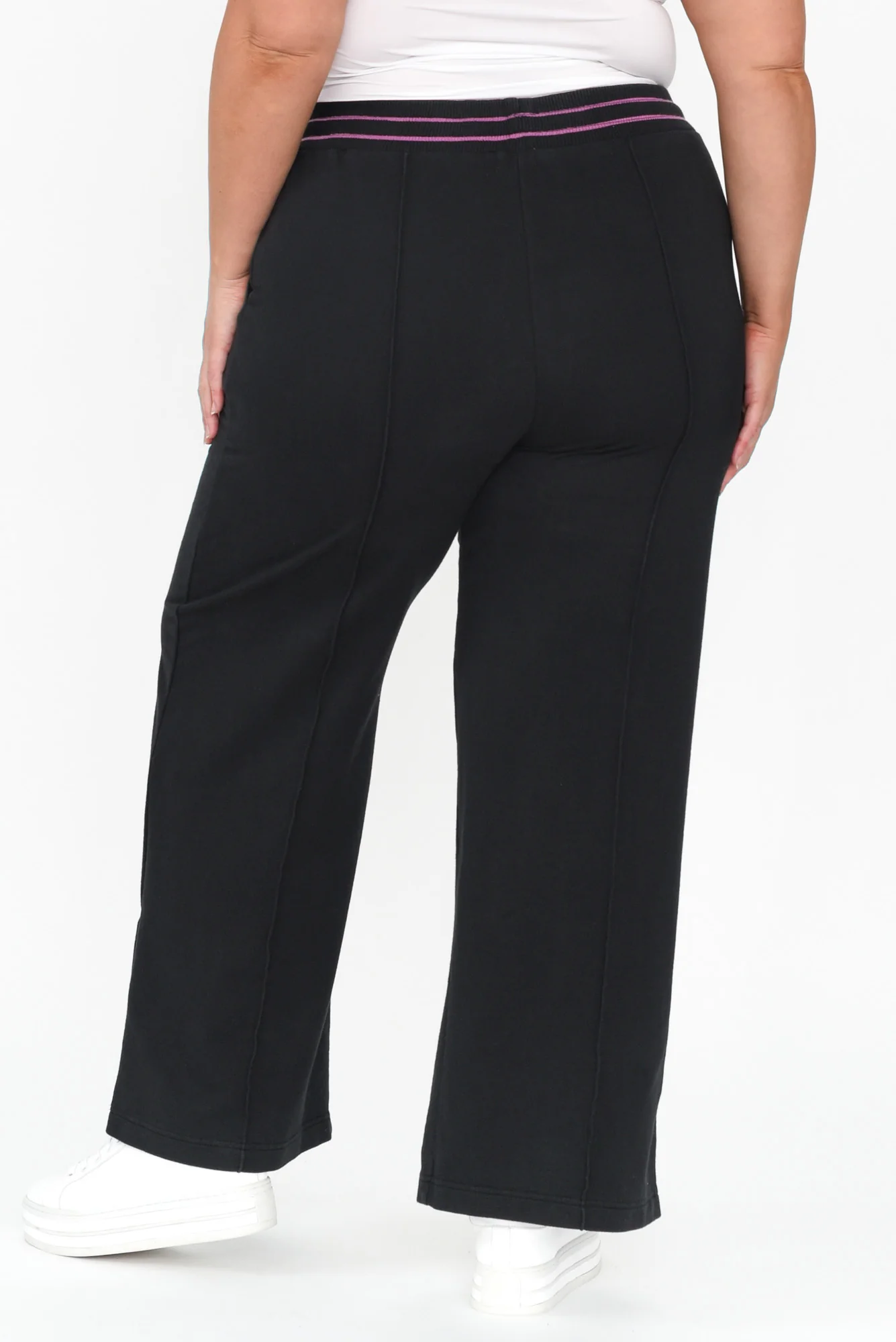 Kyla Black Cotton Blend Wide Leg Pants