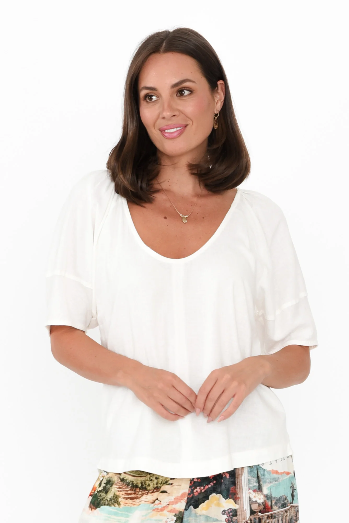 Grove White Linen Blend Top