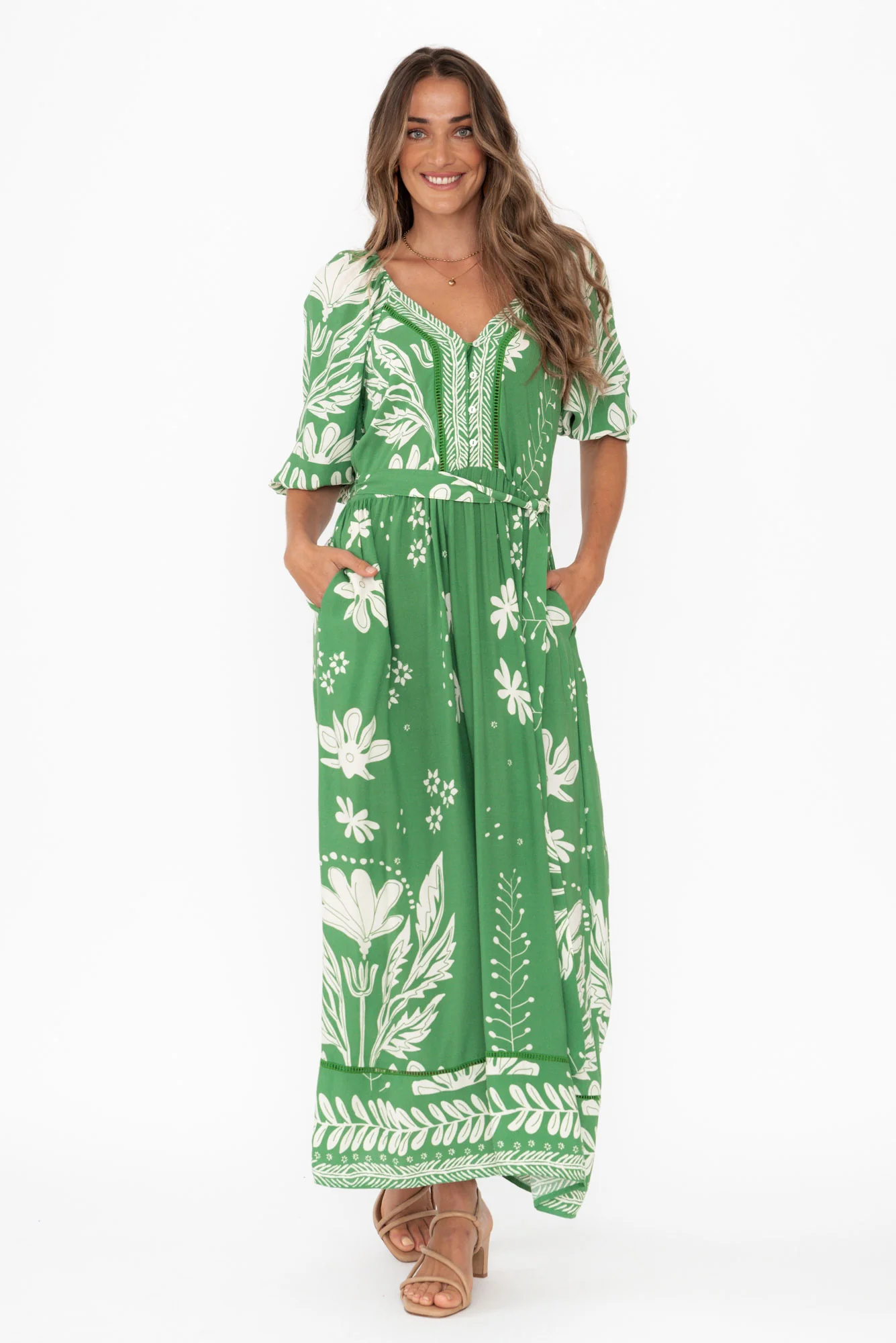 Lyndel Green Floral Tie Dress