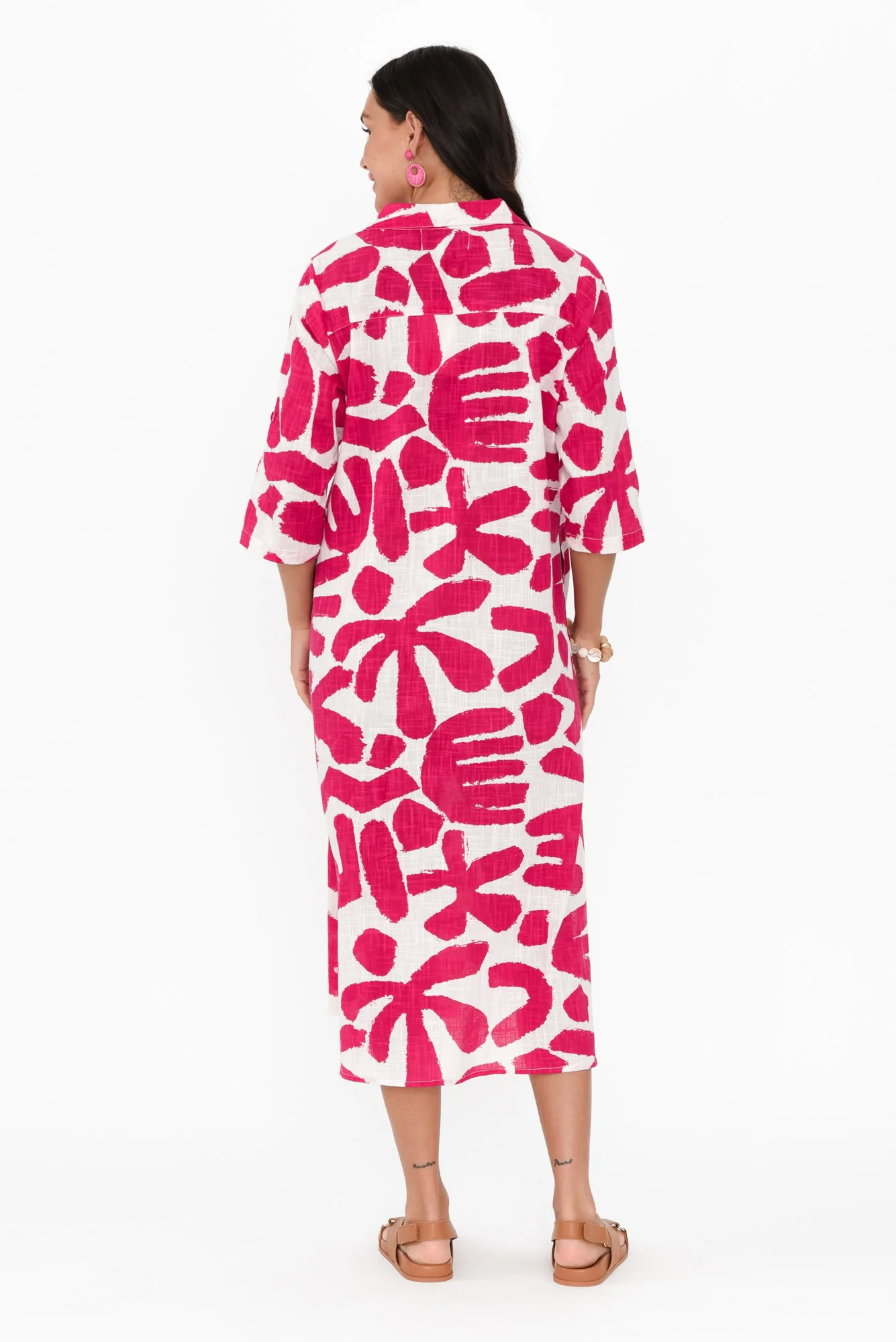 Tricia Pink Abstract Cotton Shirt Dress