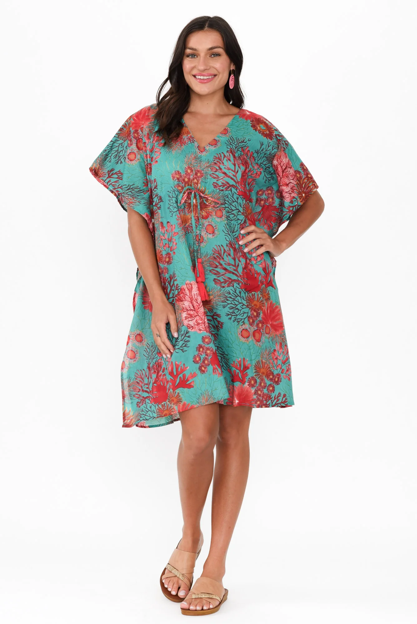 Isabel Turquoise Sea Cotton Kaftan