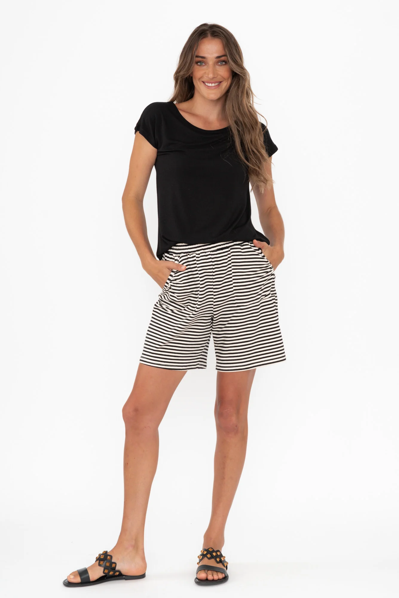 Harvard Black Stripe Relaxed Shorts