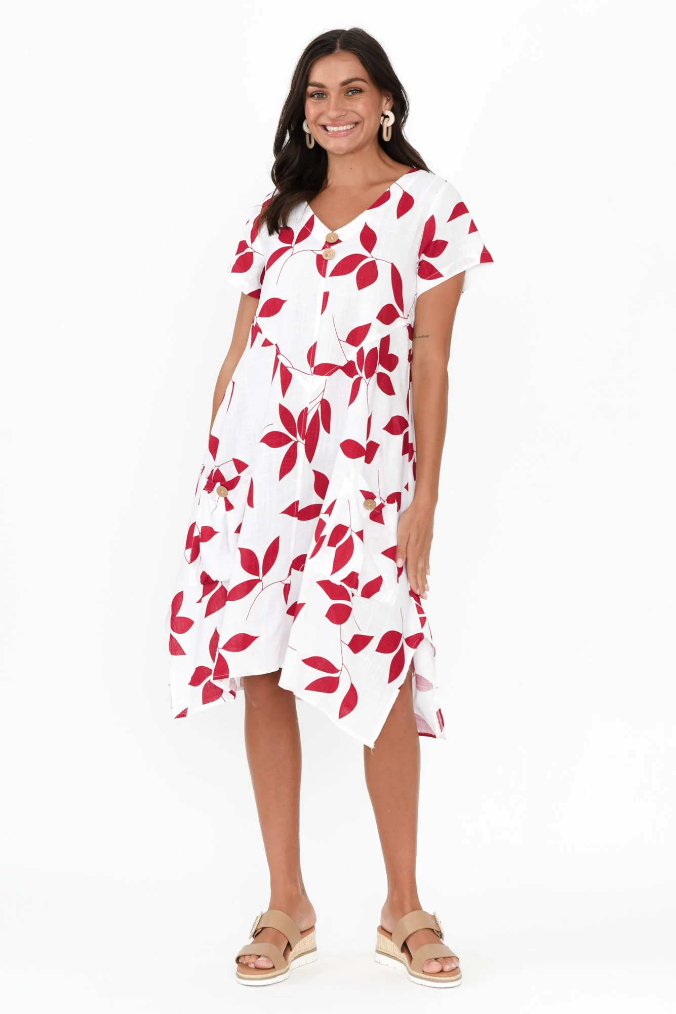 Bryant White Leaf Linen Cotton Dress
