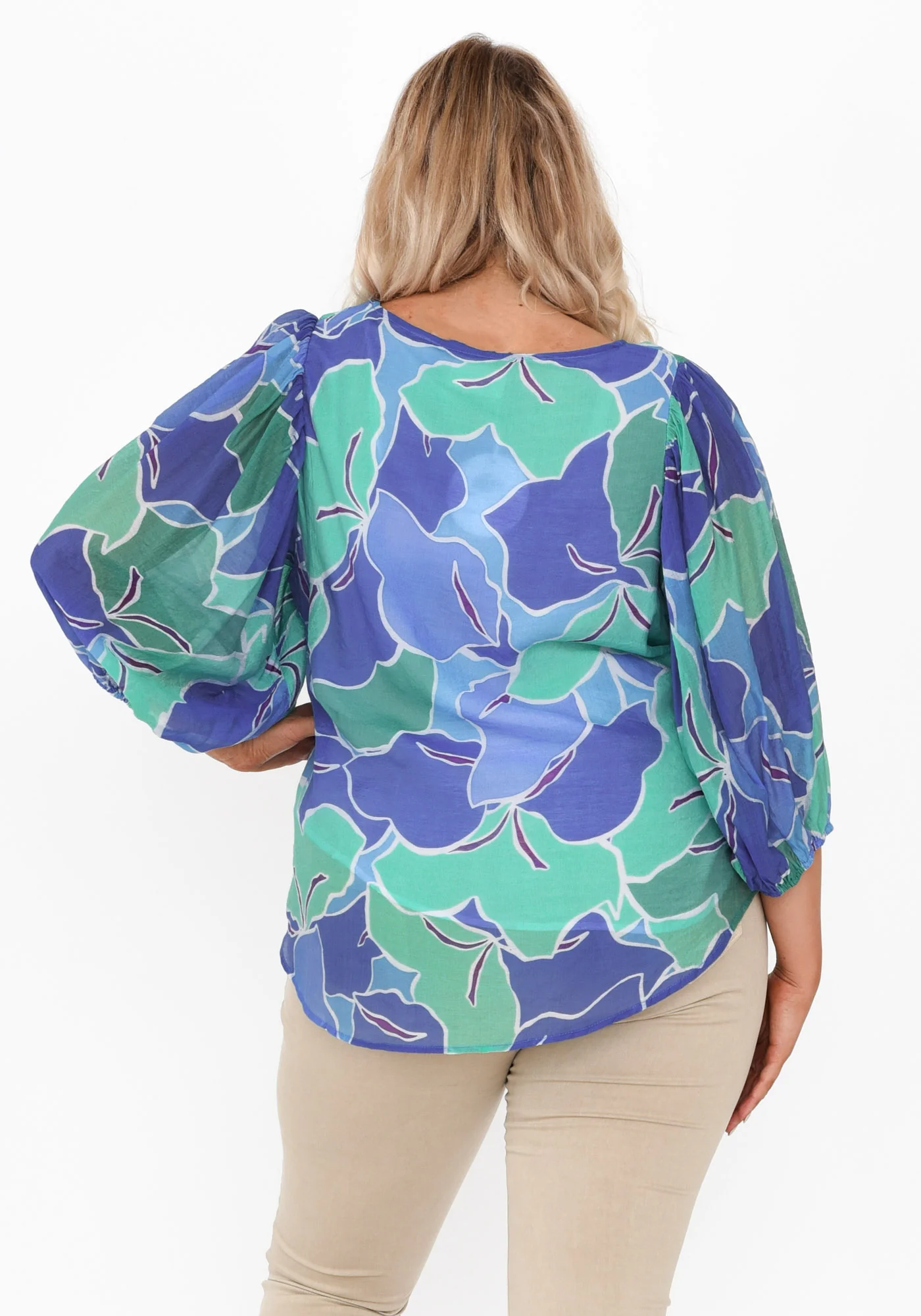 Misma Cobalt Floral V Neck Top