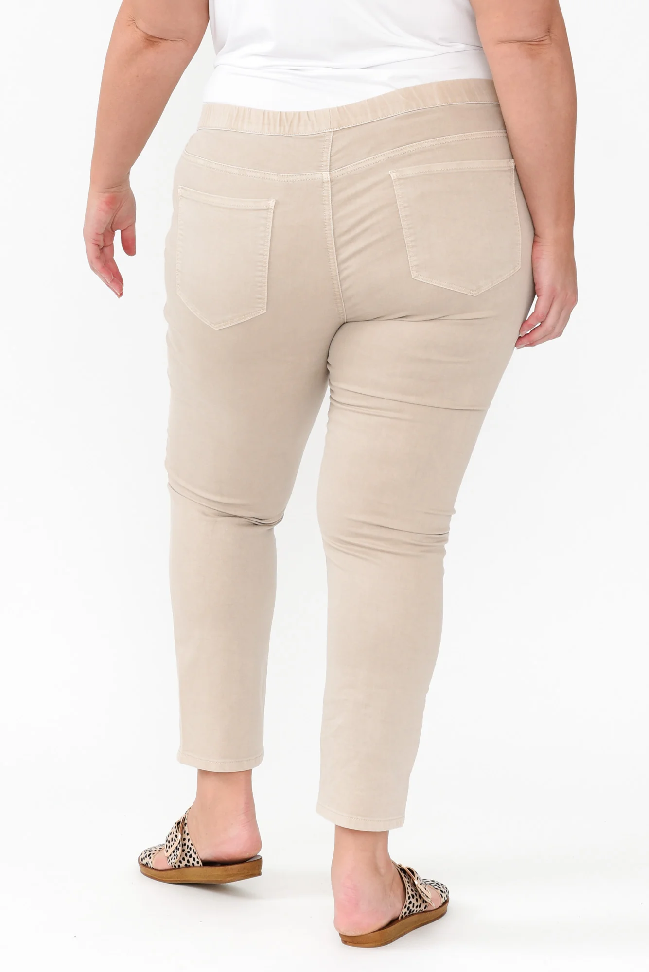 Zadie Distressed Beige Stretch Jeans