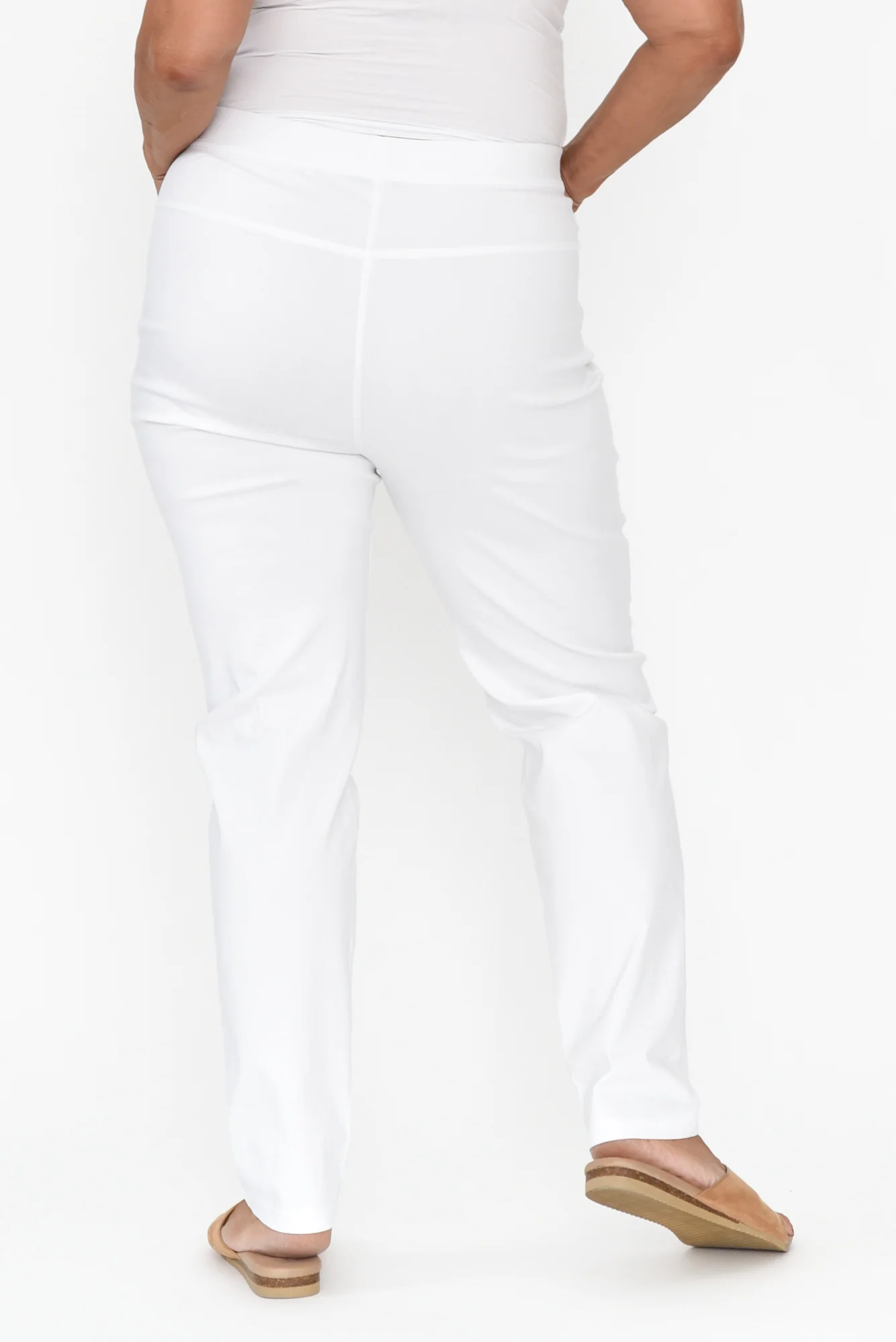 Dixon White Cotton Stretch Pants