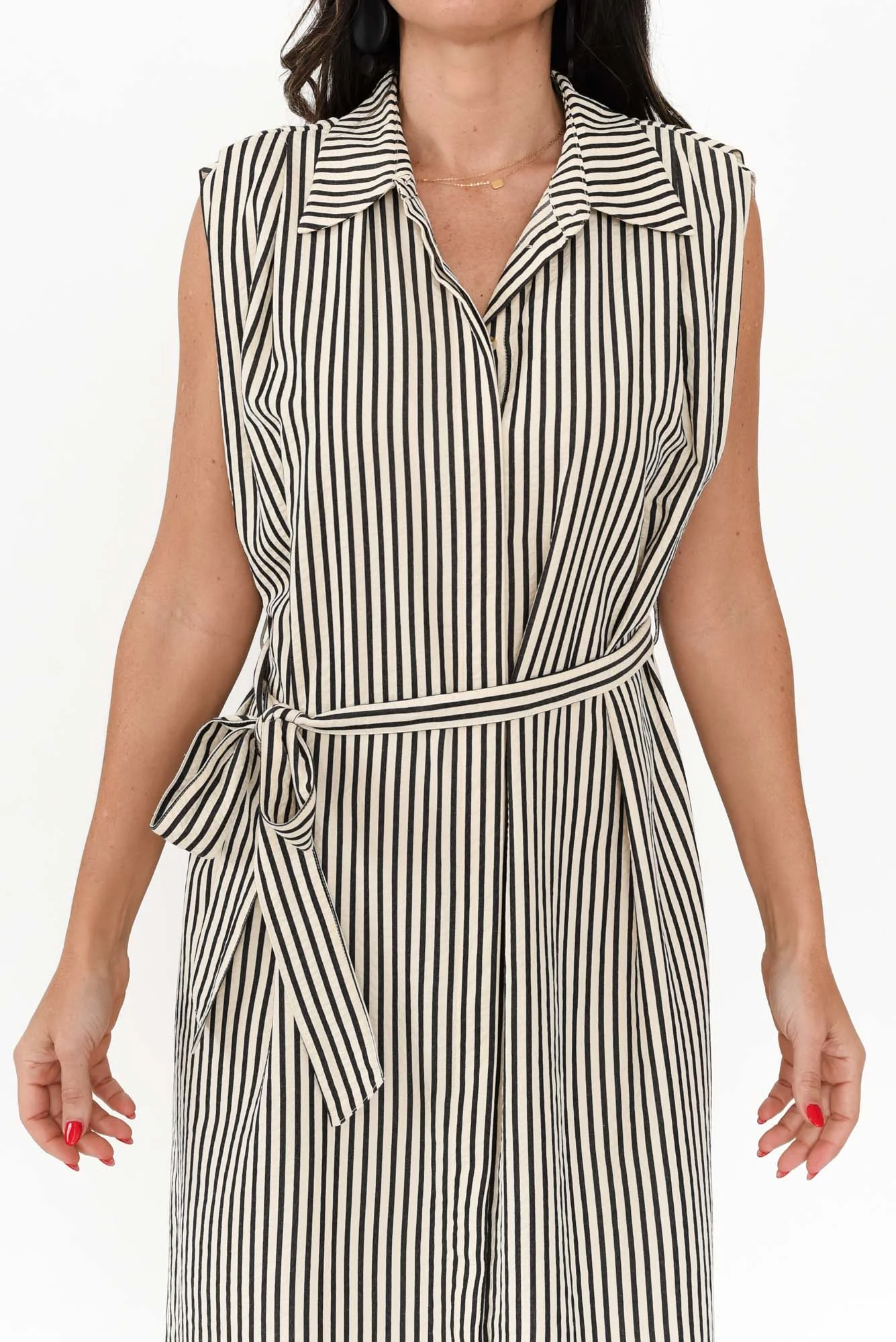 Charlie Black Stripe Tie Dress