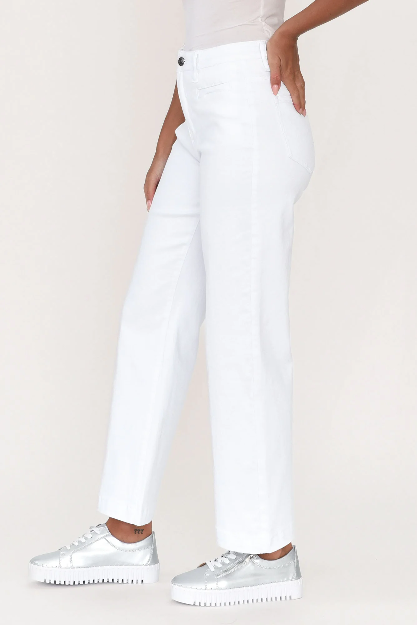 Retro White Wide Leg Jeans