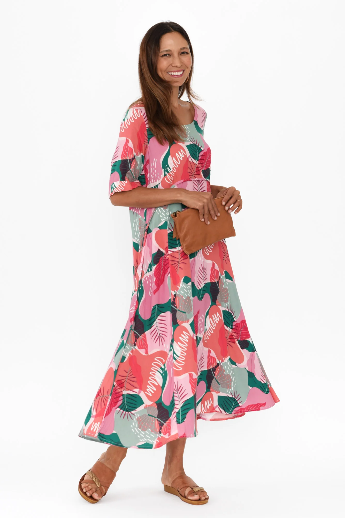 Sula Pink Leaf Pocket Dress