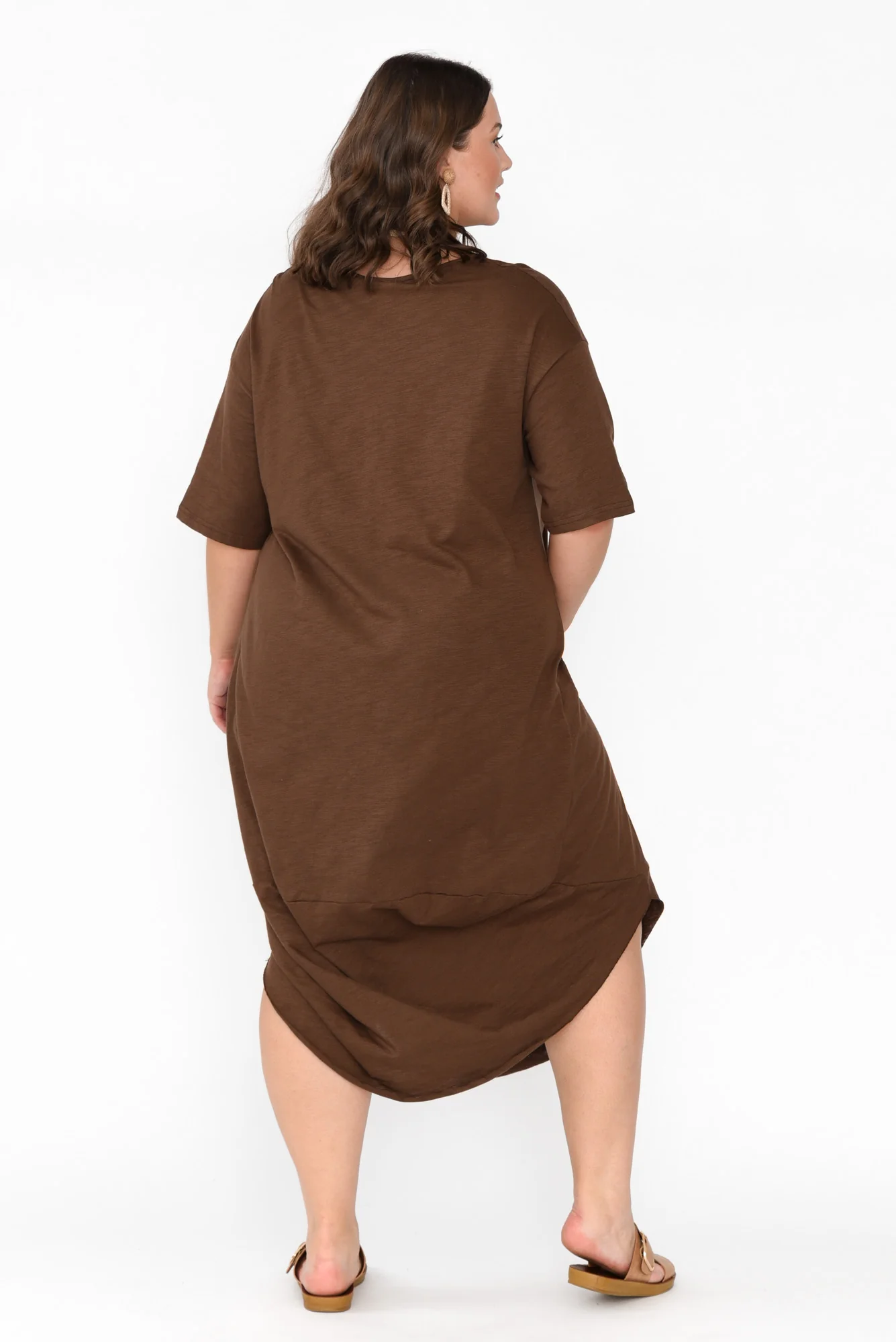 Mita Chocolate Cotton Slub Scoop Dress