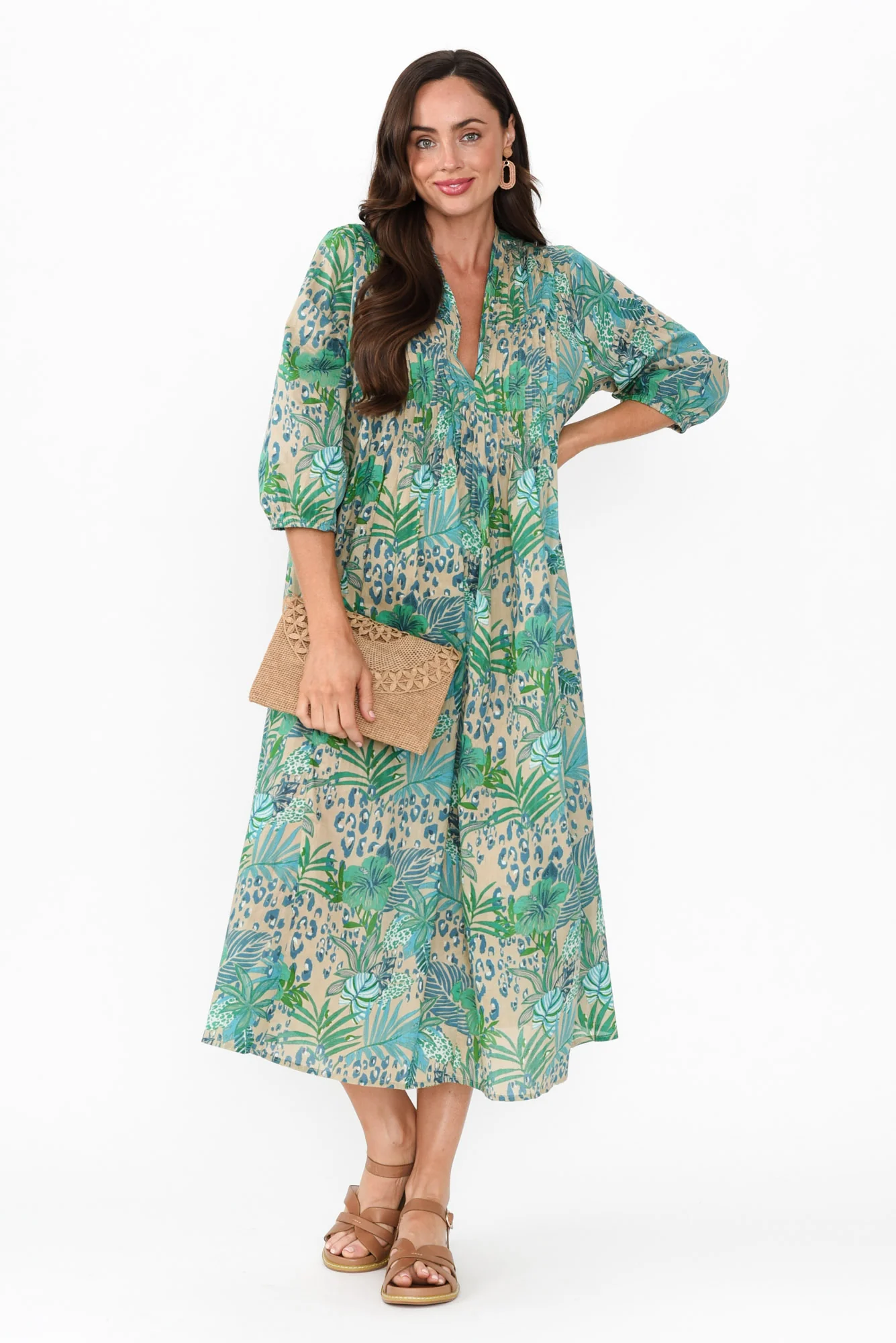 Fria Blue Jungle Cotton Dress