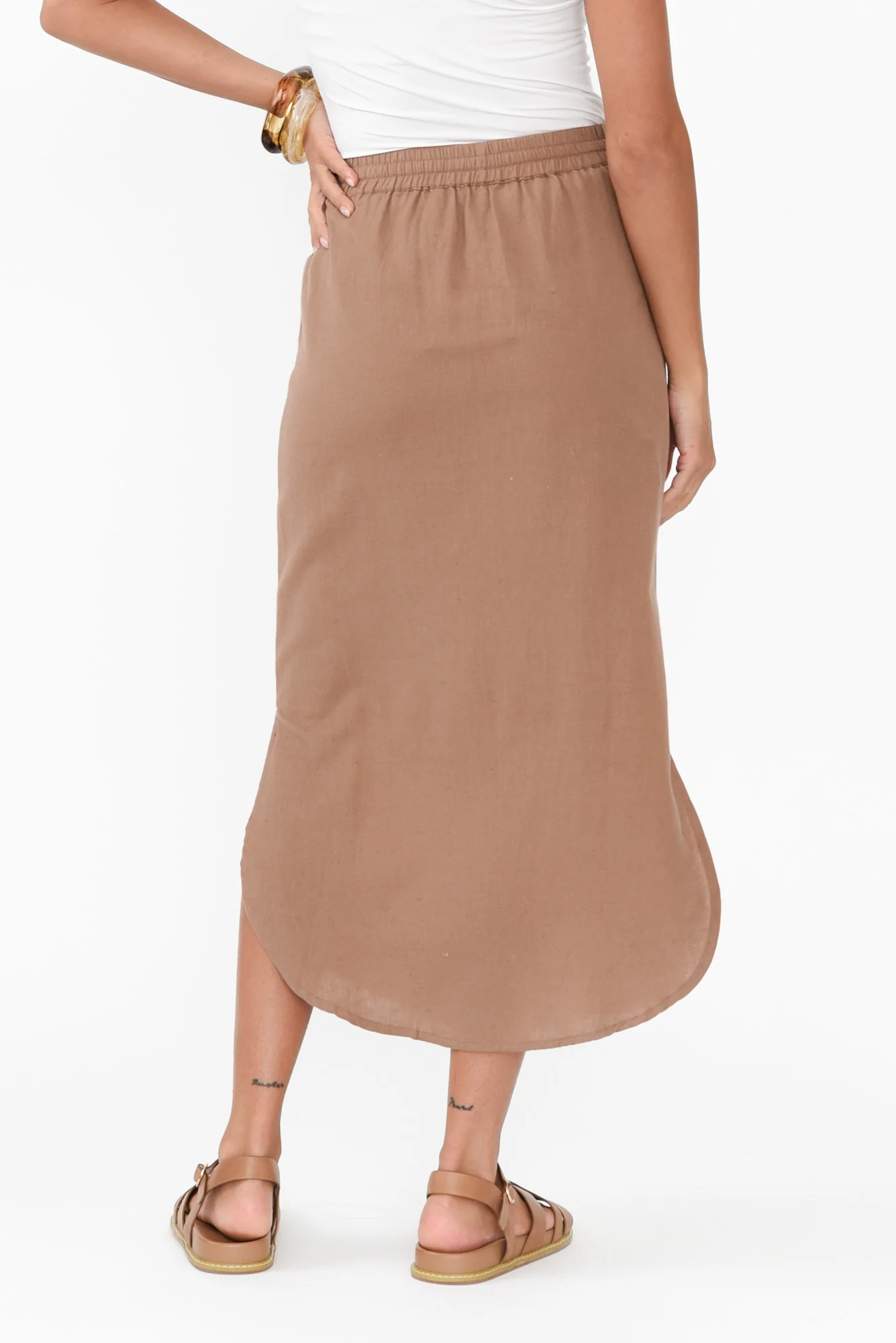 Ember Mocha Cotton Blend Drawstring Skirt