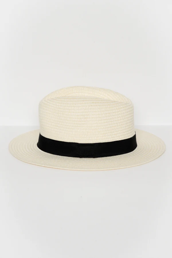 Ivory Wide Brim Travel Fedora