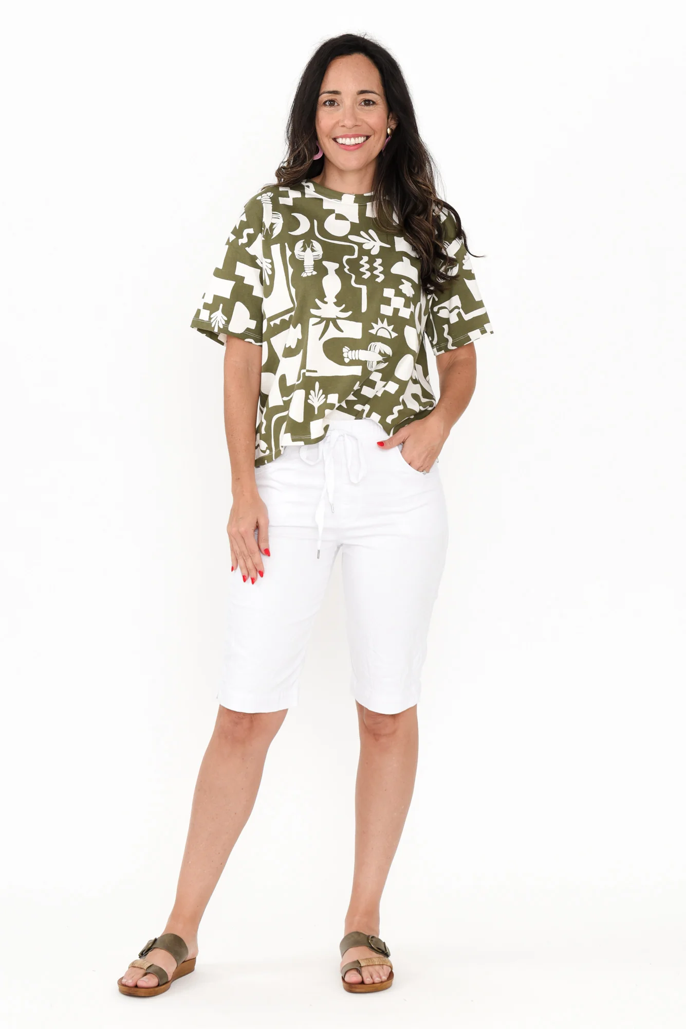 Postcard Khaki Coastal Cotton Top
