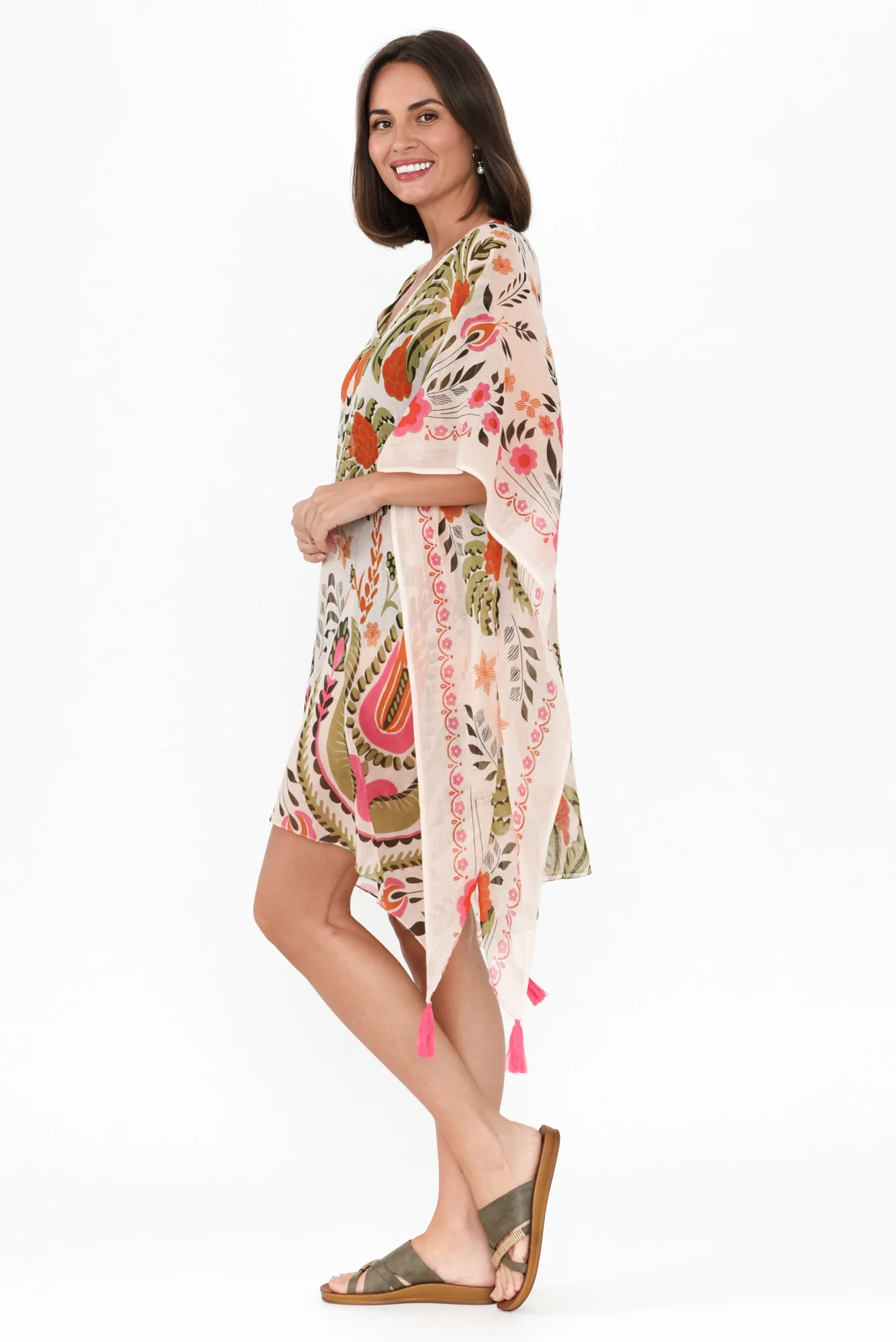 Stella Orange Palm Cotton Kaftan