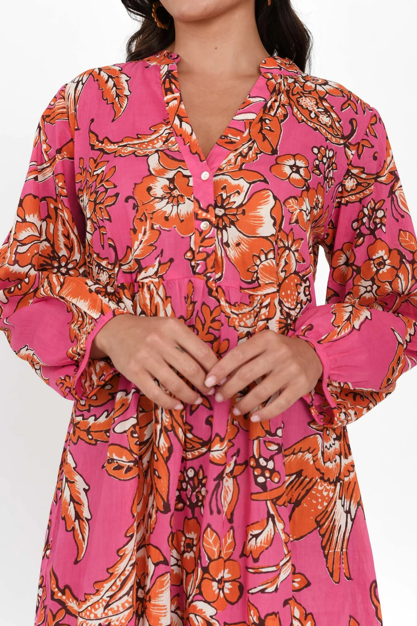 Sofia Orange Garden Cotton Dress