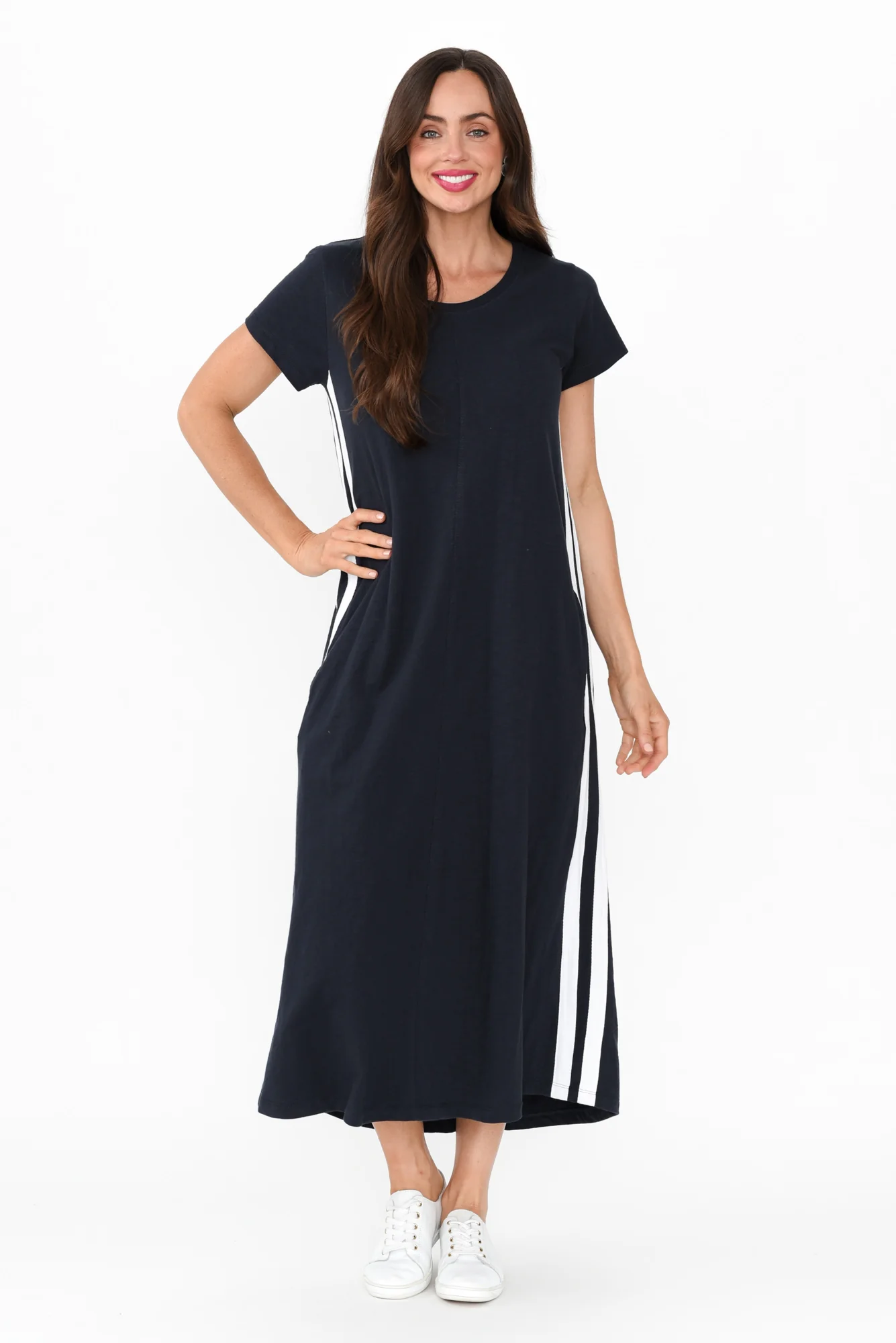 Recovery Navy Trim Cotton Dress