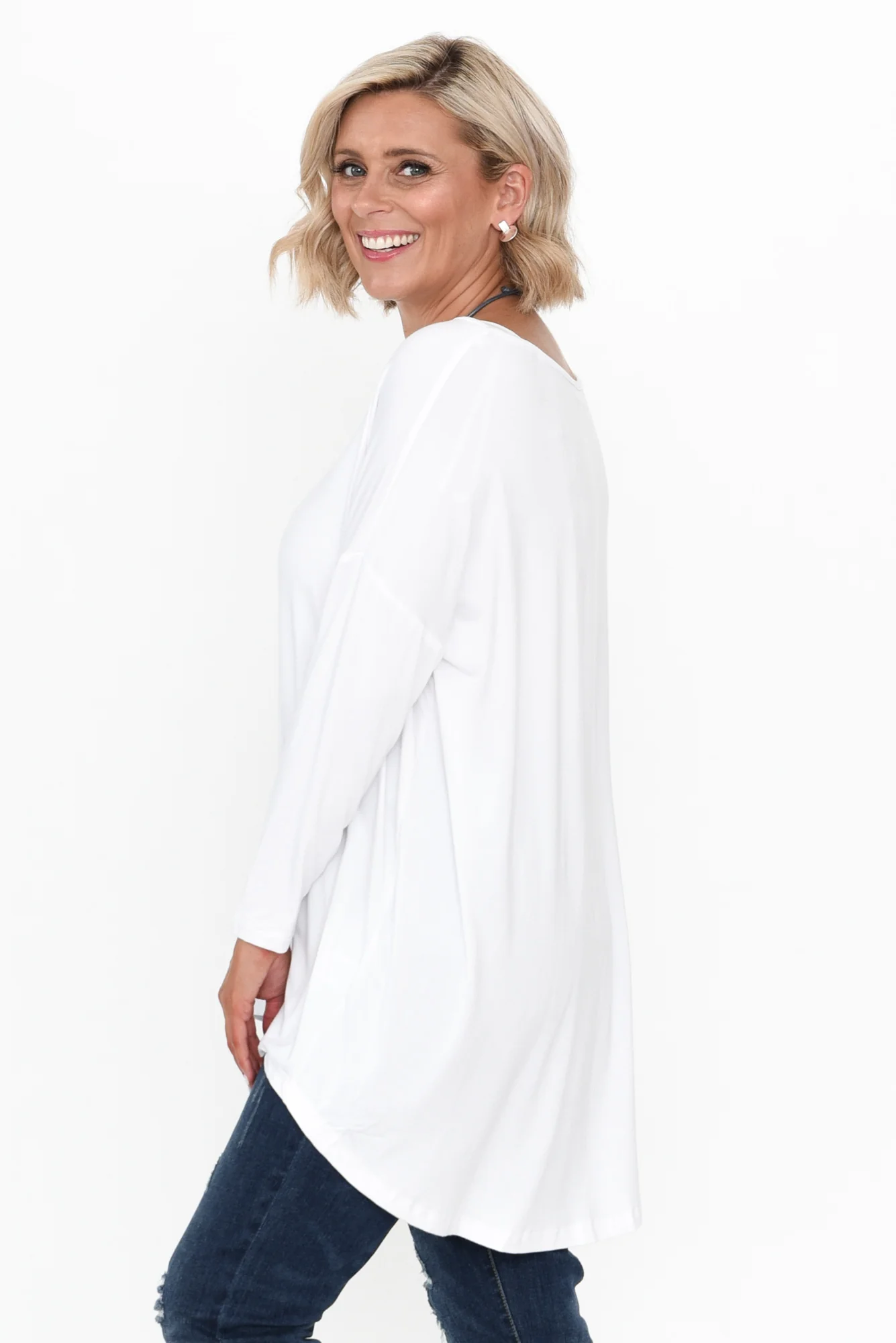 Anakin White Hi Lo Bamboo Top