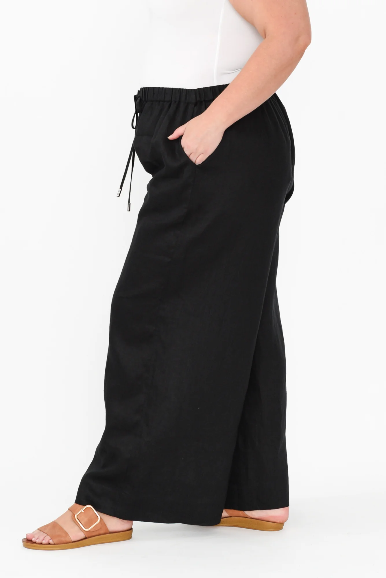 Jimmie Black Linen Tie Pants