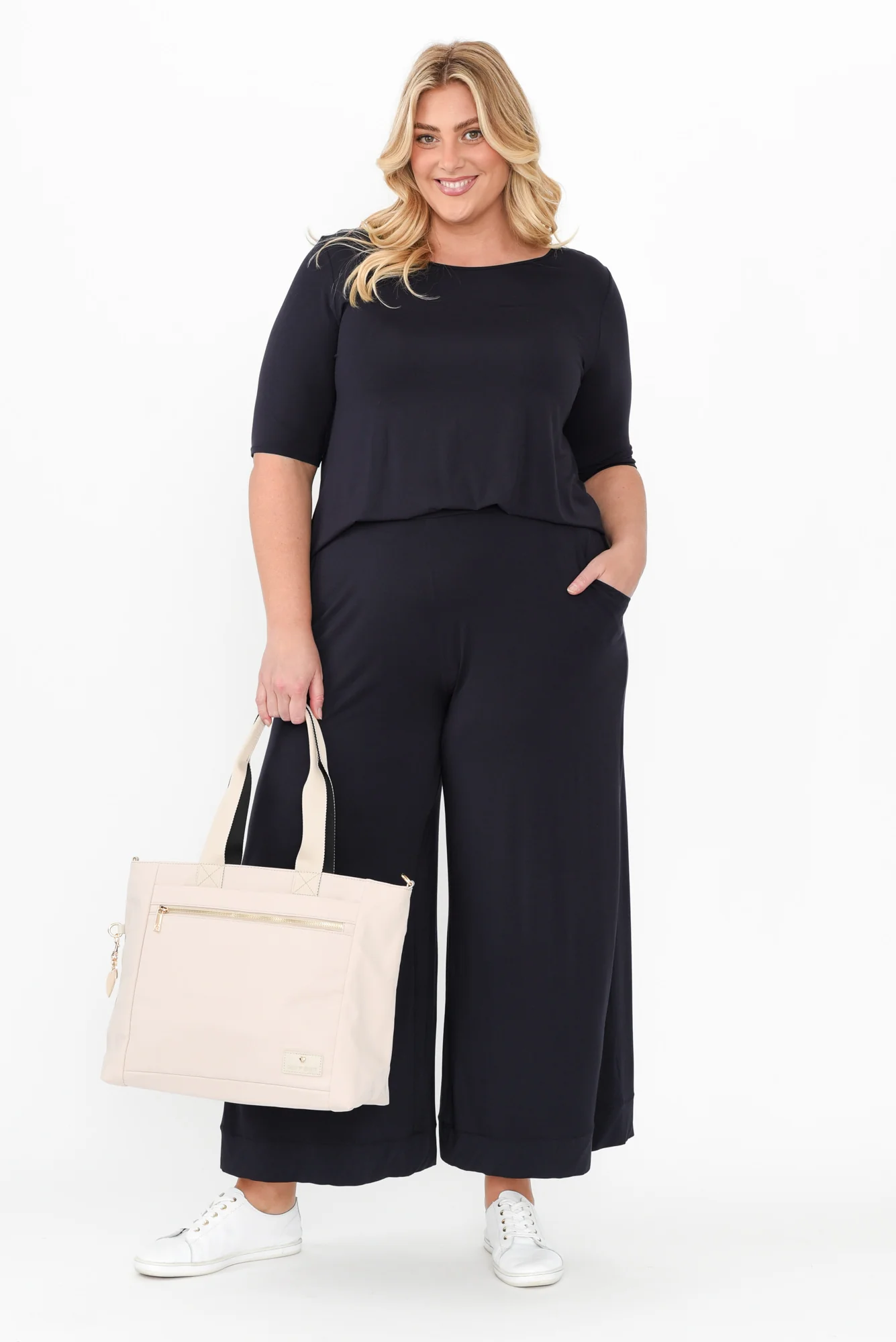 Lola Navy Micro Modal Wide Leg Pants