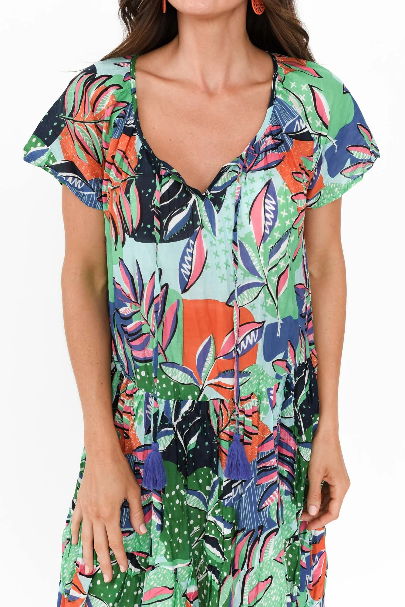 Bessie Green Garden Cotton Tier Dress